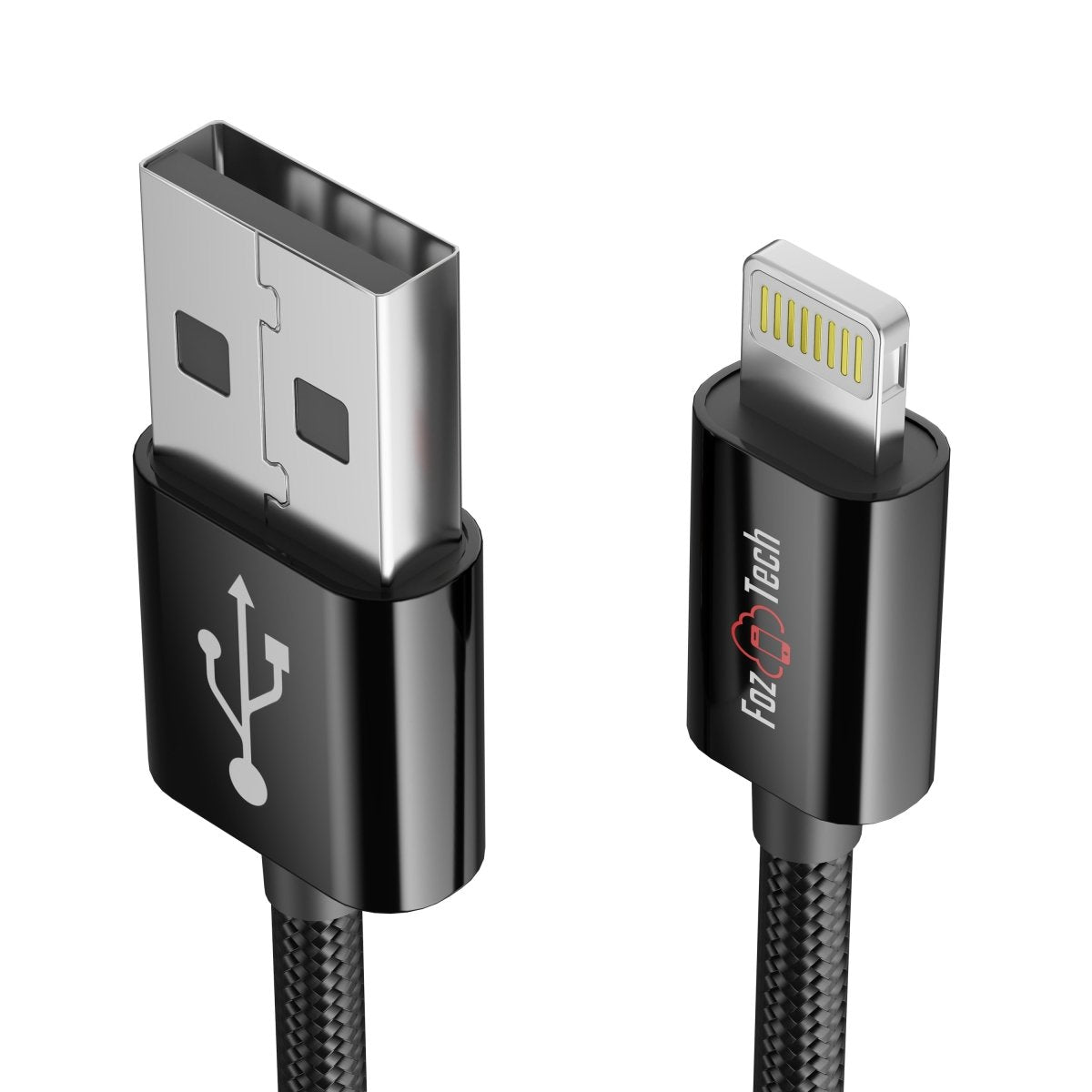 Foz Tech - CORE Series - USB Charger Cable Data Sync Lead for iPhone, iPad, iPod - Black - USB Cable - FozTech Official Store