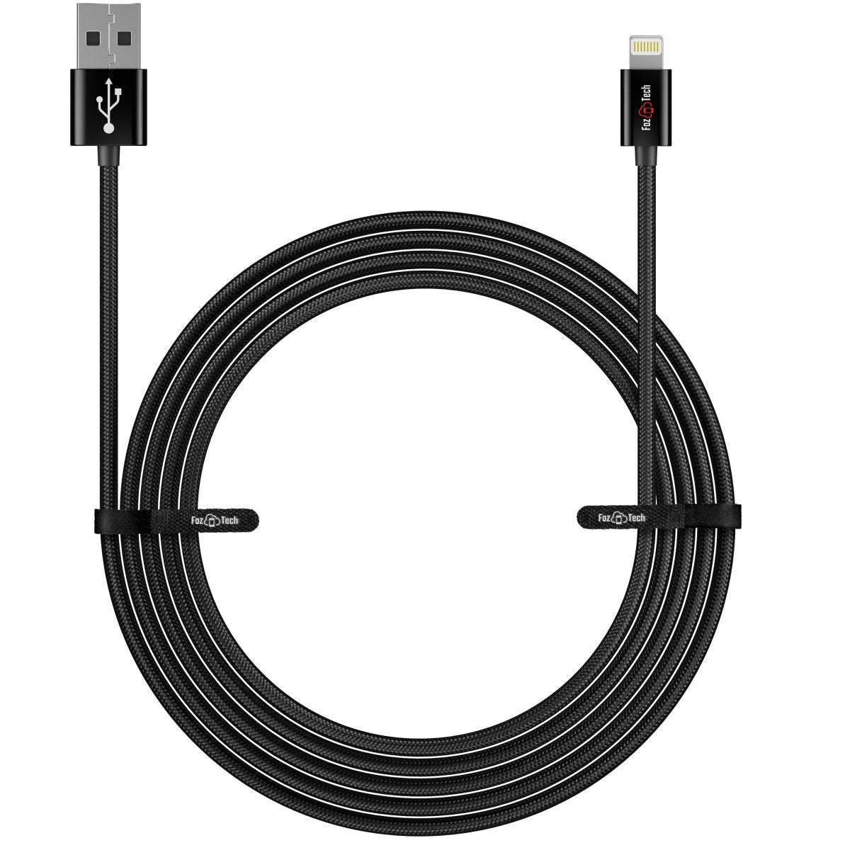 Foz Tech - CORE Series - USB Charger Cable Data Sync Lead for iPhone, iPad, iPod - Black - USB Cable - FozTech Official Store