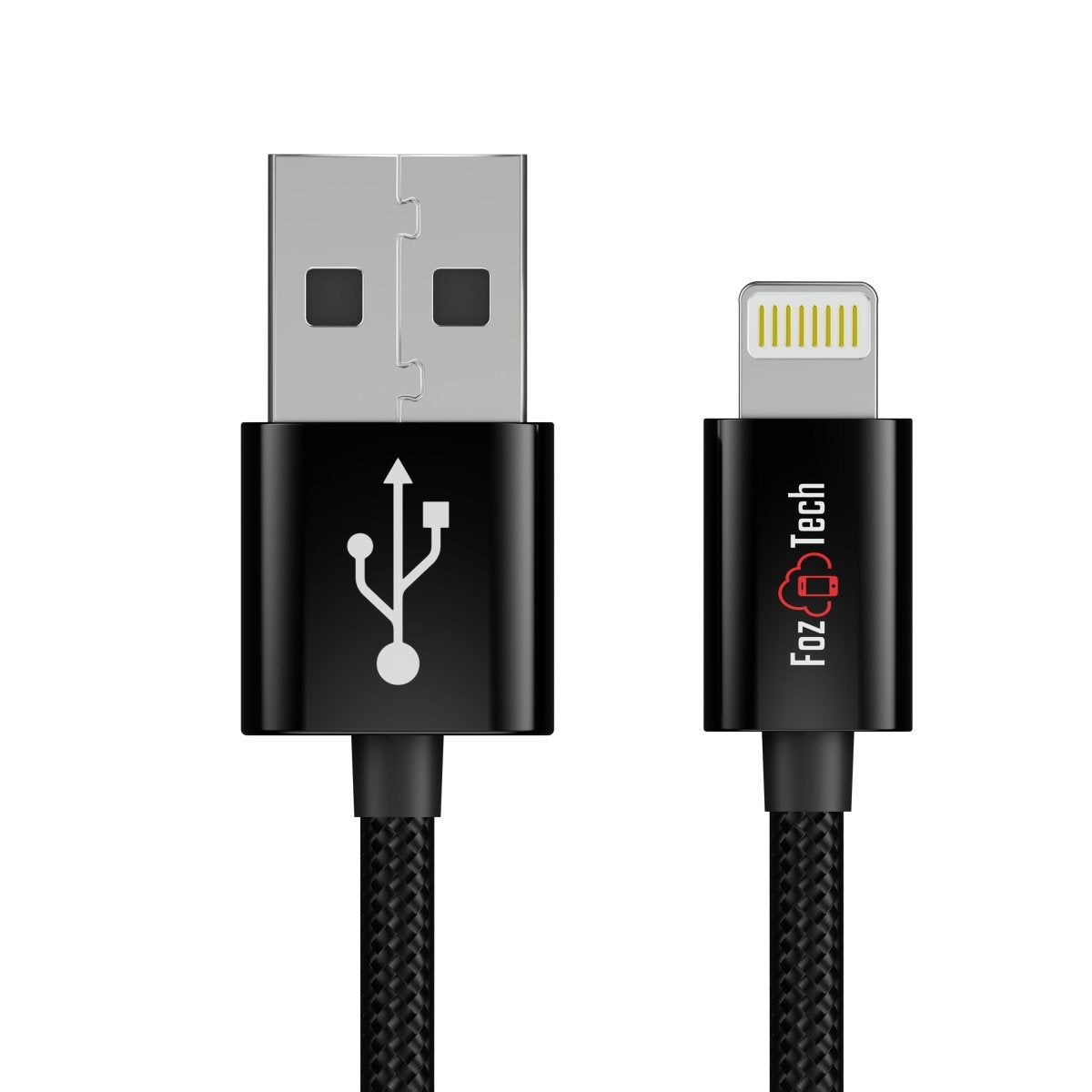 Foz Tech - CORE Series - USB Charger Cable Data Sync Lead for iPhone, iPad, iPod - Black - USB Cable - FozTech Official Store