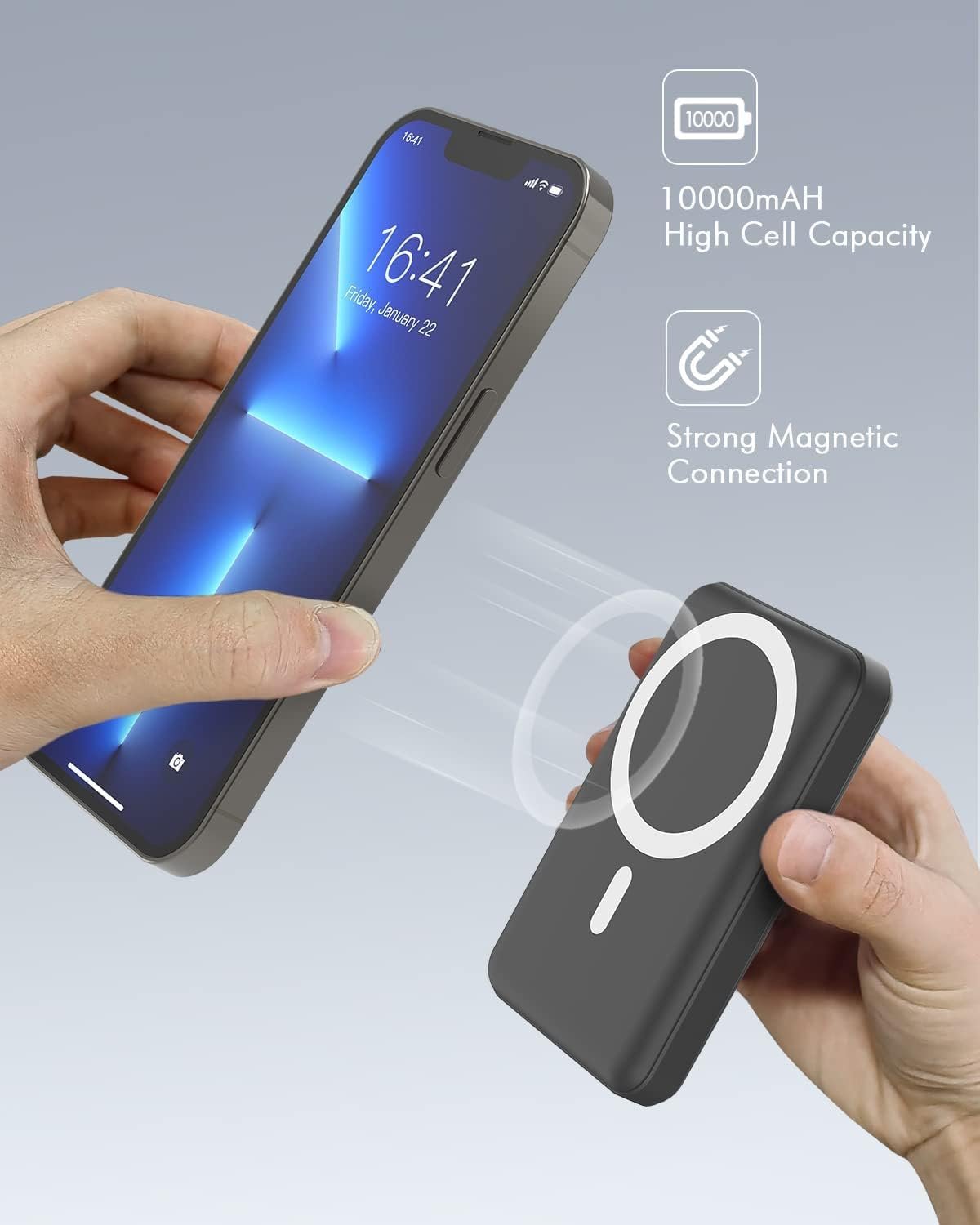 FozTech - 10000mAh Portable Power Bank Wireless Fast Charger with USB-C PD3.0 Charging - Black - USB Power Adapter - FozTech Official Store