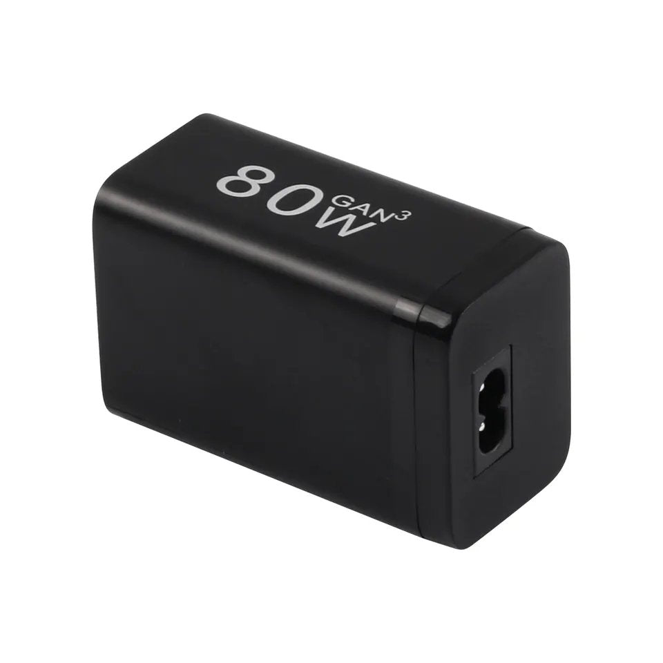 FozTech - 80W GaN 4 Port Fast Desktop Mains Charger QC3.0 & PD3.0 USB-C - Black - USB Power Adapter - FozTech Official Store