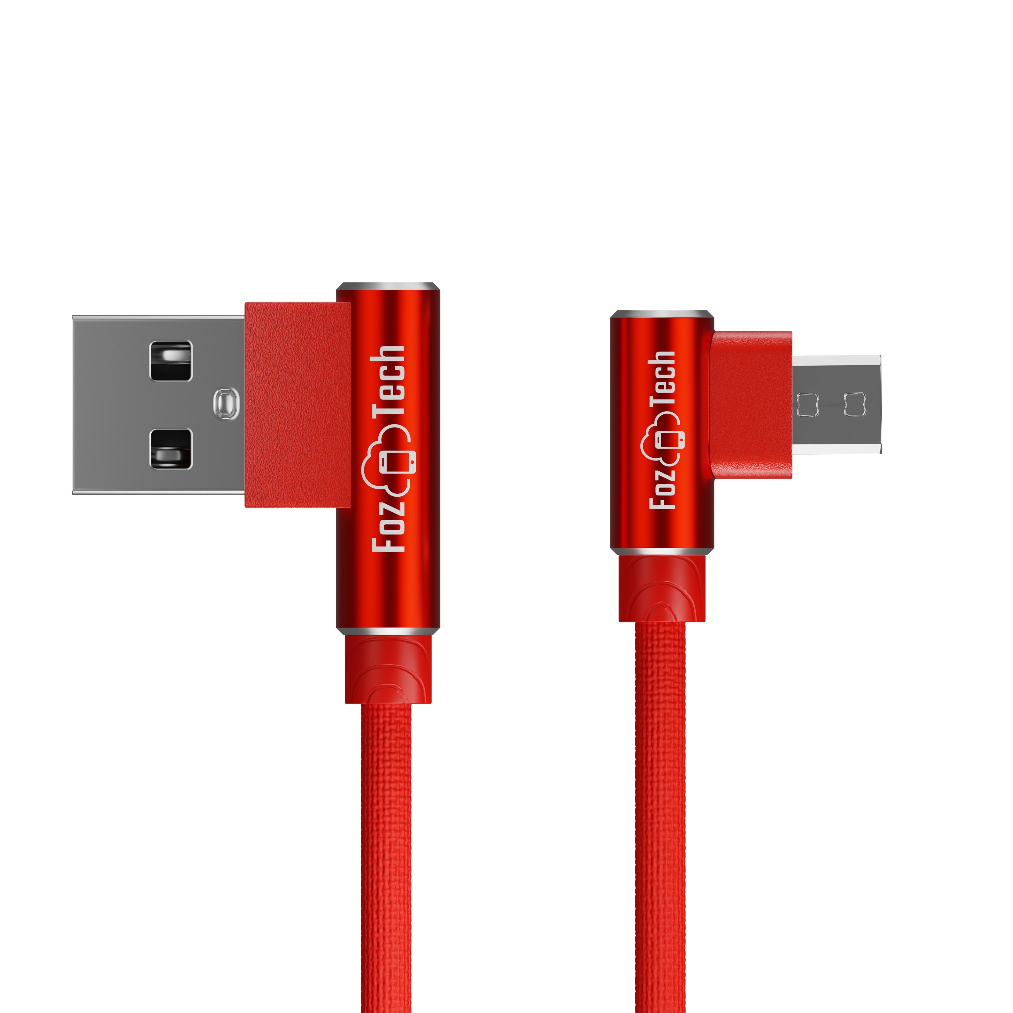 FozTech - Angled Series - Angled USB 2.0 Male to Micro USB Charger Data Cable - Red - USB Cable - FozTech