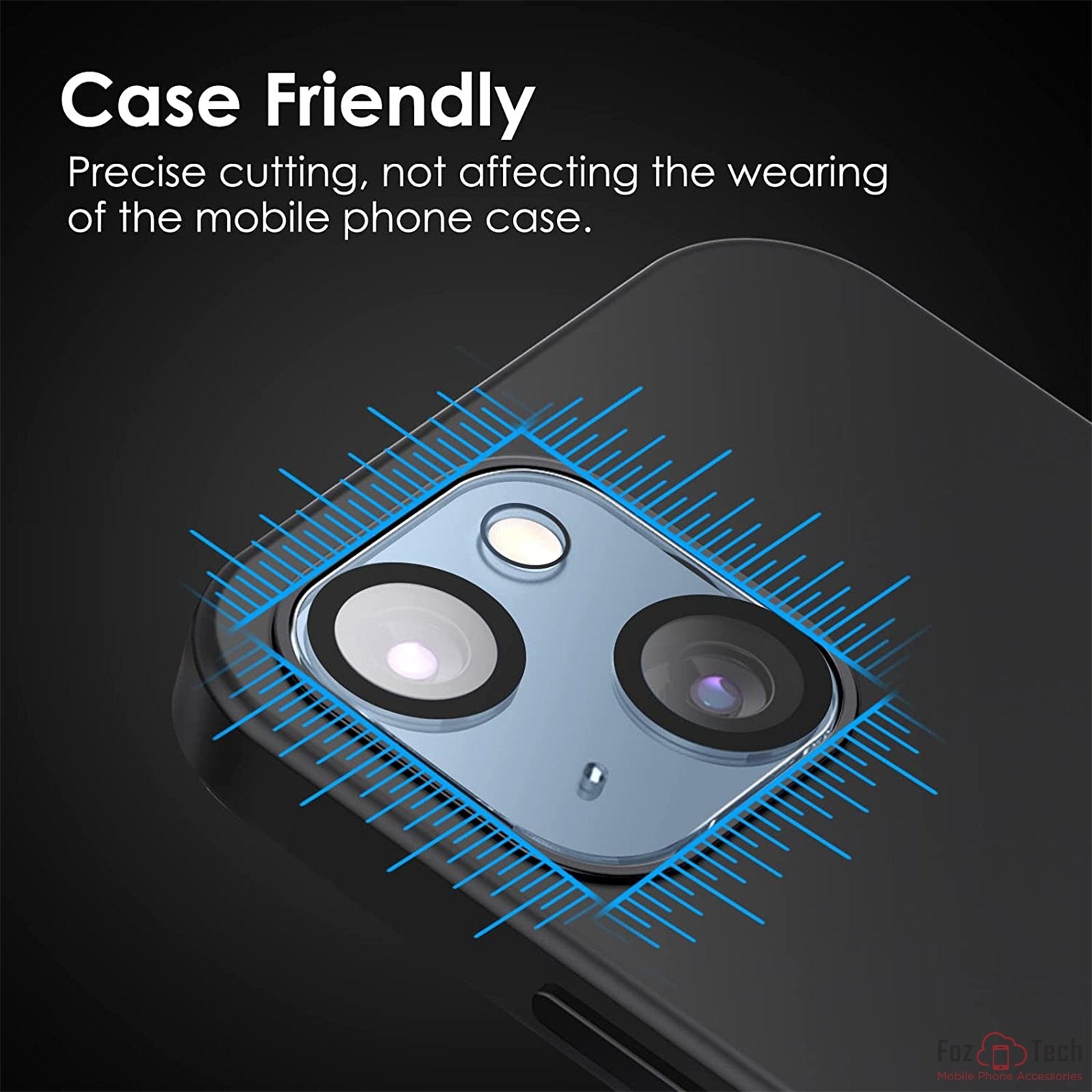 FozTech - Black Tempered Glass Camera Lens Protector For iPhone - Twin Pack - iPhone Camera Lens Protector - FozTech Official Store