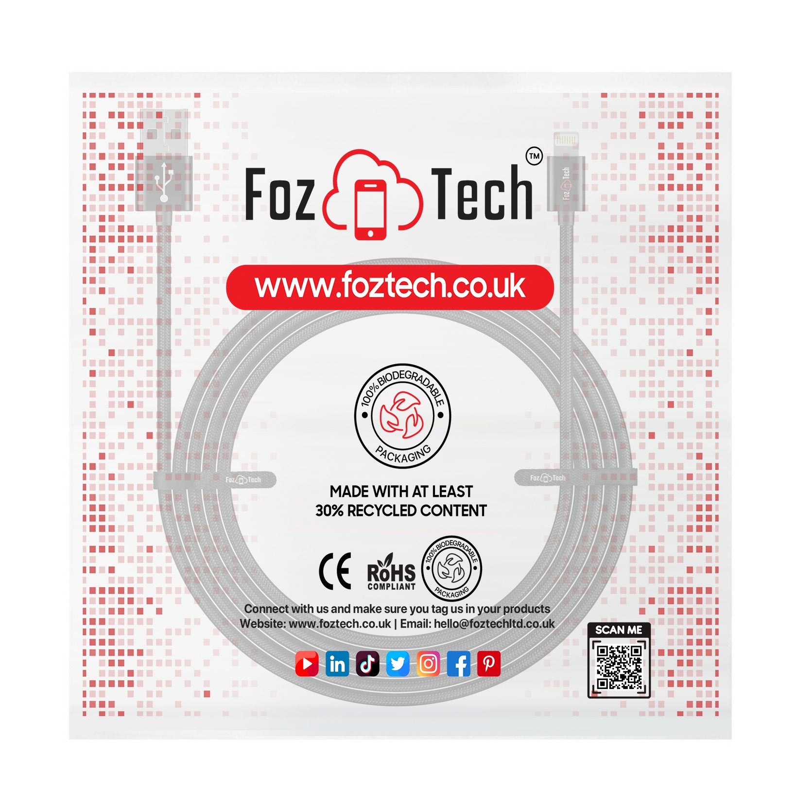 FozTech - CORE Series - USB 2.0 Male to Micro USB Charger Data Cable - Black - USB Cable - FozTech