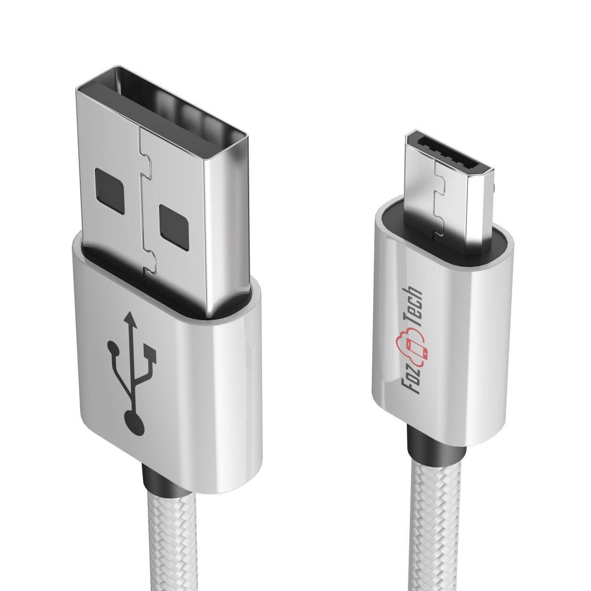 FozTech - CORE Series - USB 2.0 Male to Micro USB Charger Data Cable - Silver - USB Cable - FozTech Official Store