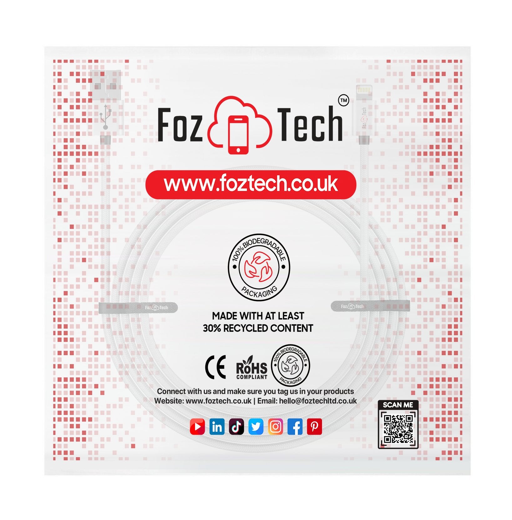 FozTech - CORE Series - USB 2.0 Male to Micro USB Charger Data Cable - Silver - USB Cable - FozTech