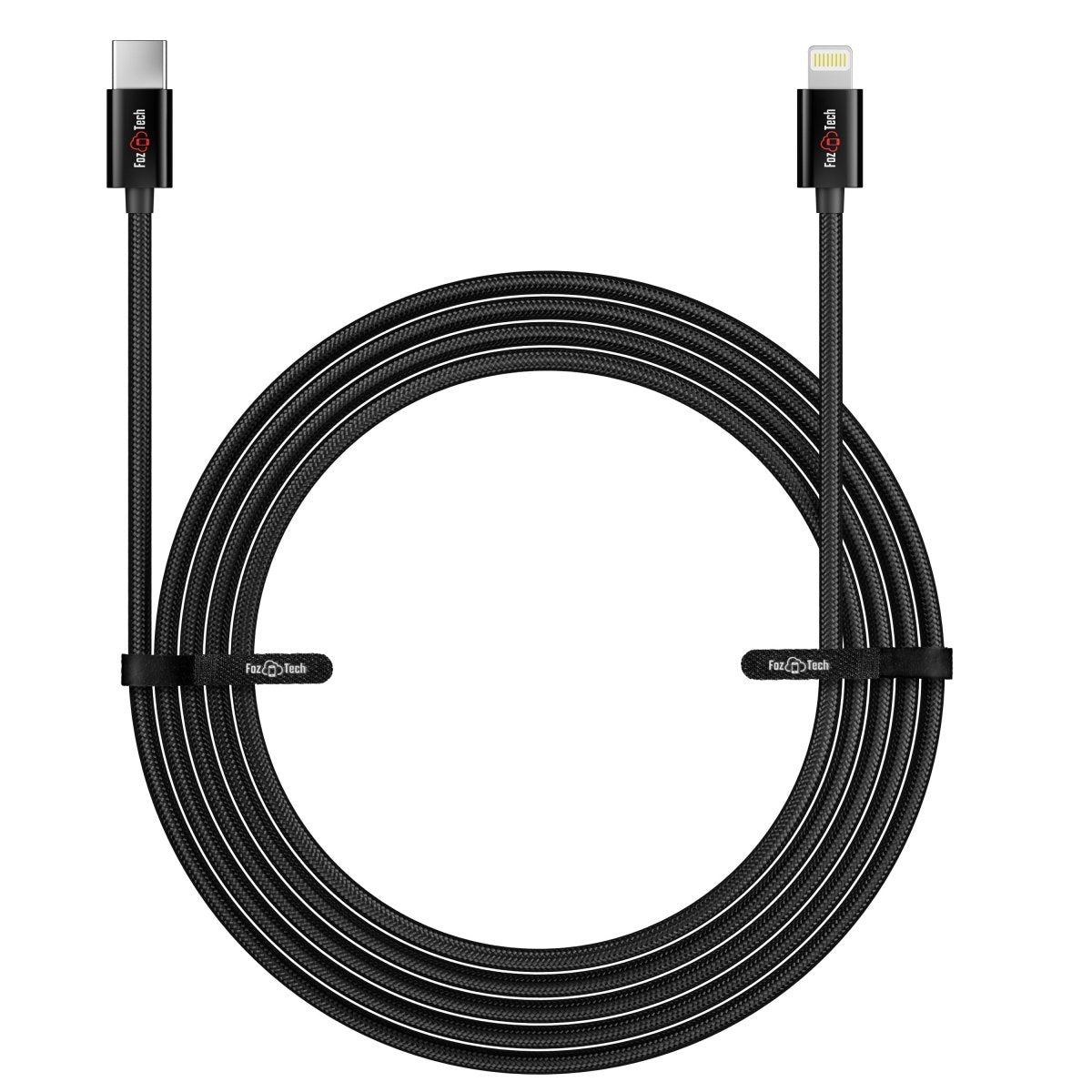 FozTech - CORE Series - USB-C Fast Charger Cable for iPhone 14 13 12 11 XR XS SE X 8 - Black - USB Cable - FozTech Official Store