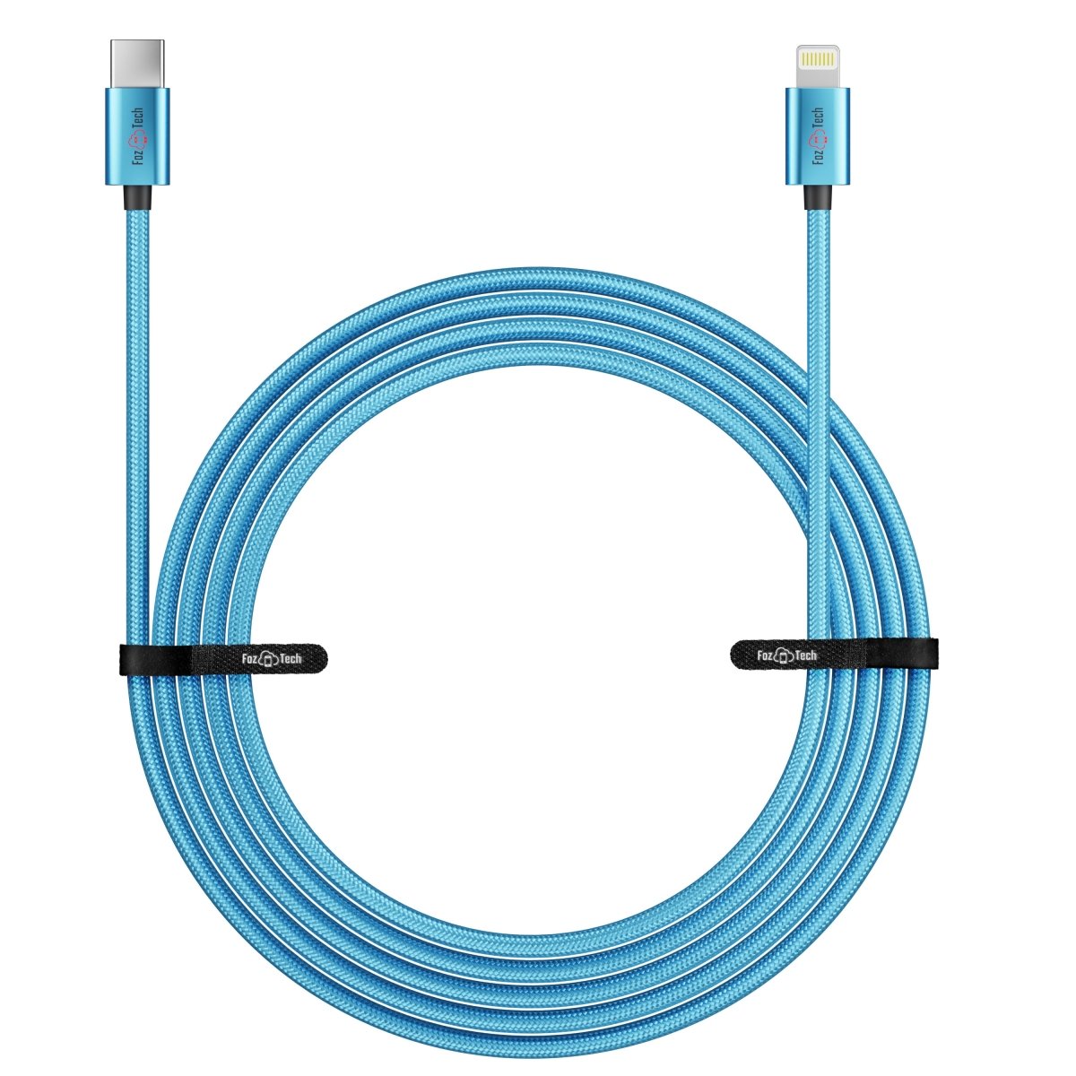 FozTech - CORE Series - USB-C Fast Charger Cable for iPhone 14 13 12 11 XR XS SE X 8 - Blue - USB Cable - FozTech Official Store