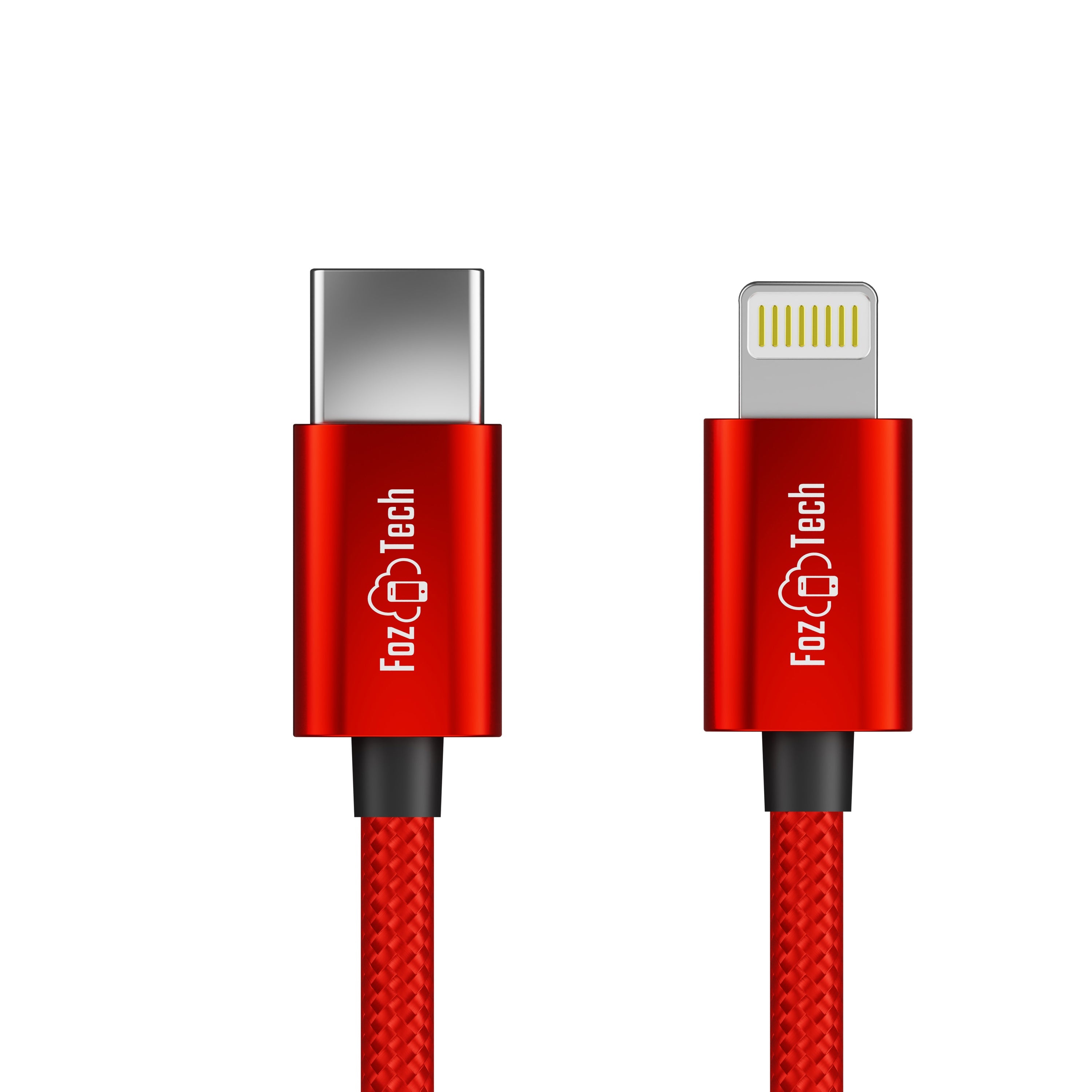 FozTech - CORE Series - USB-C Fast Charger Cable for iPhone 14 13 12 11 XR XS SE X 8 - Red - USB Cable - FozTech Official Store