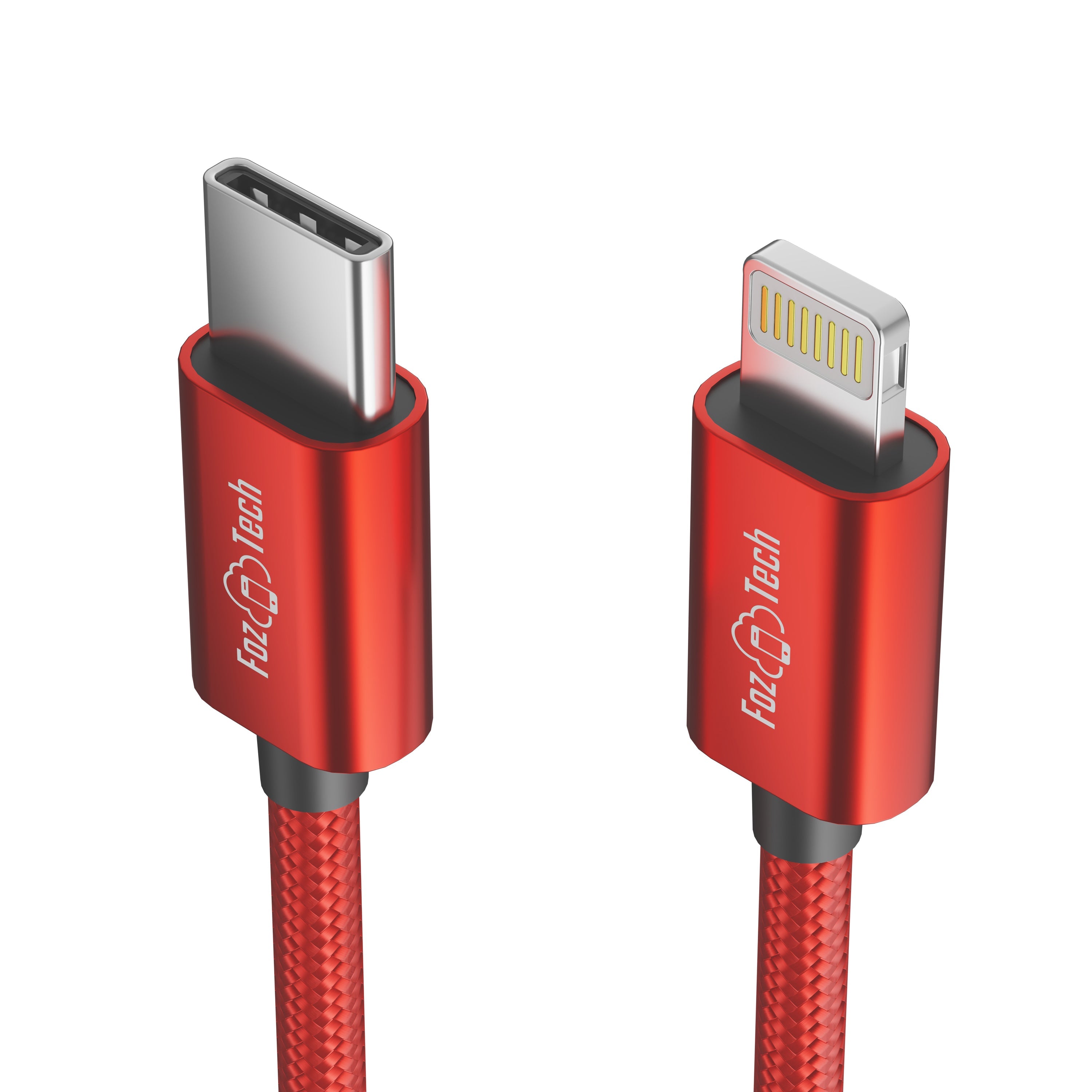 FozTech - CORE Series - USB-C Fast Charger Cable for iPhone 14 13 12 11 XR XS SE X 8 - Red - USB Cable - FozTech Official Store