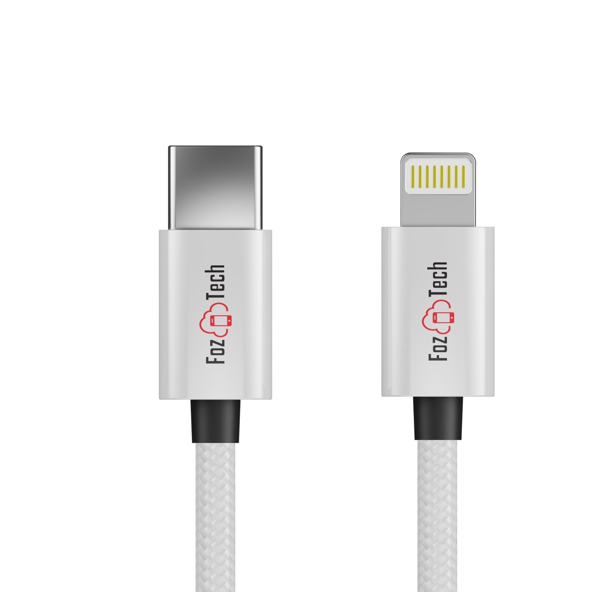 FozTech - CORE Series - USB-C Fast Charger Cable for iPhone 14 13 12 11 XR XS SE X 8 - Silver - USB Cable - FozTech Official Store