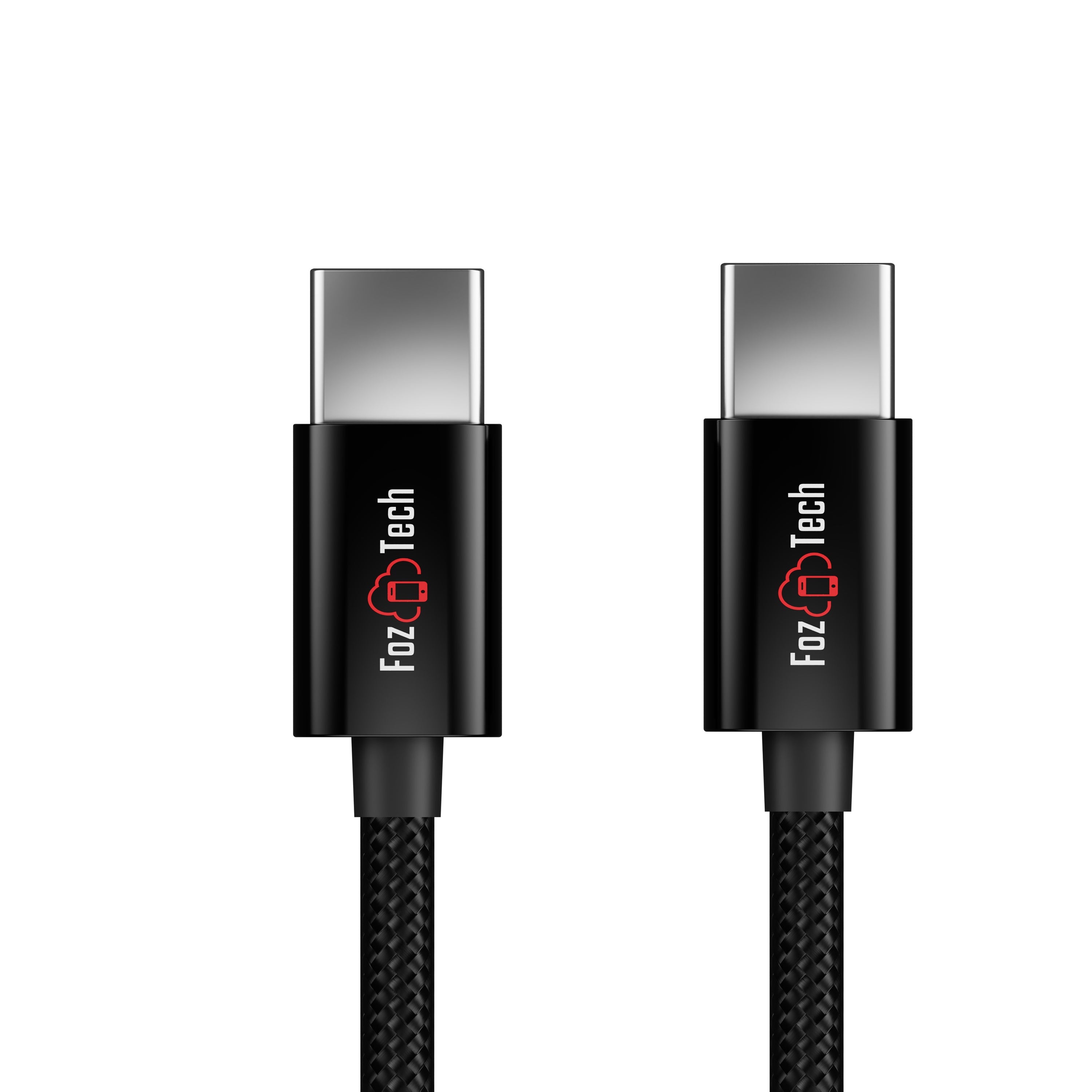 FozTech - CORE Series - USB-C to USB-C Fast Charger USB 2.0 Data Transfer Lead - Black - USB Cable - FozTech