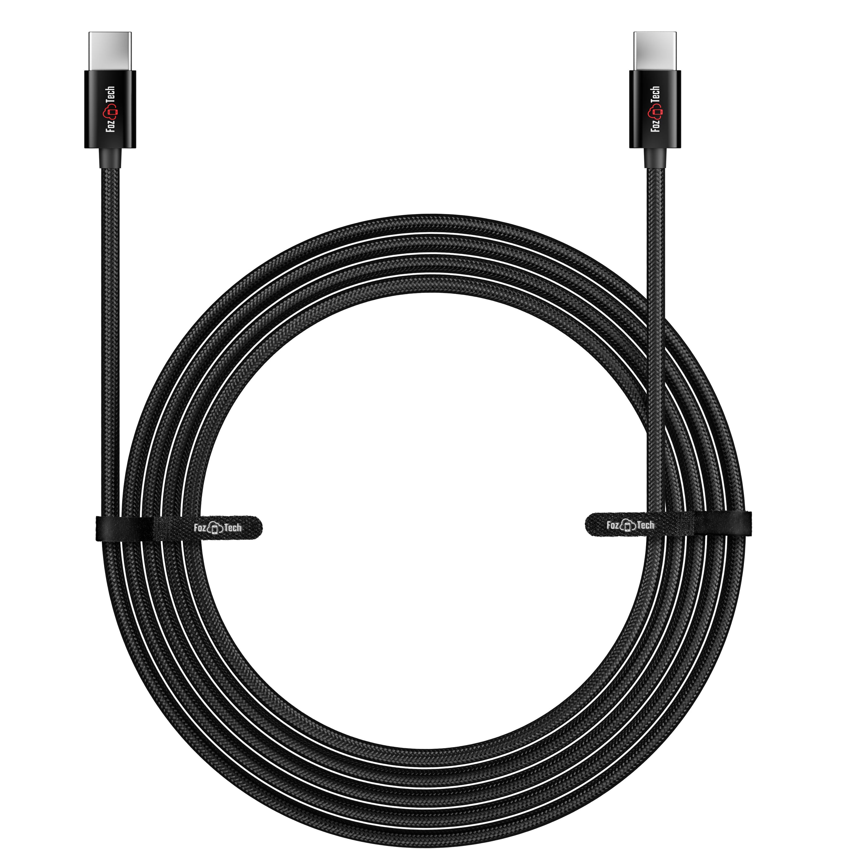 FozTech - CORE Series - USB-C to USB-C Fast Charger USB 2.0 Data Transfer Lead - Black - USB Cable - FozTech