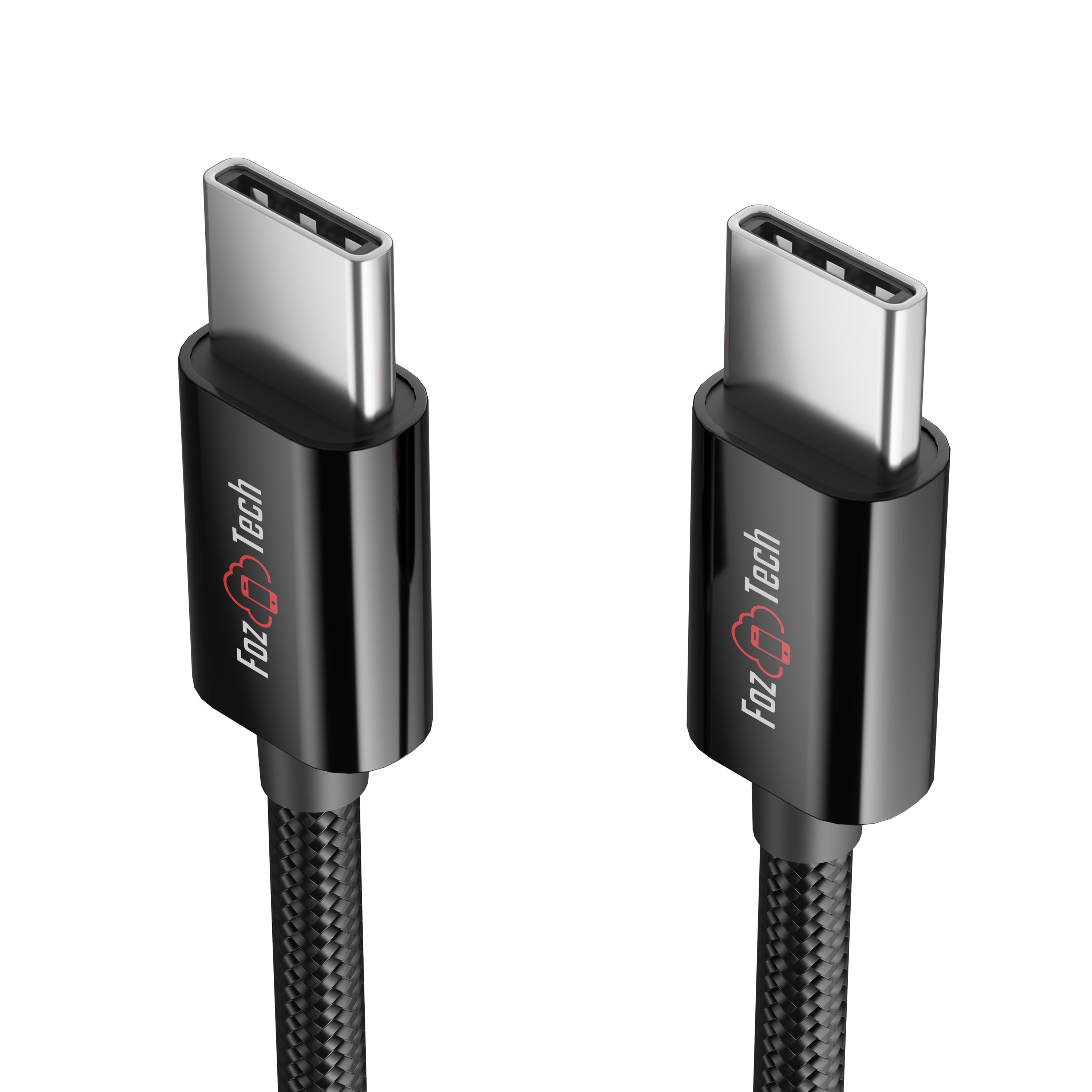 FozTech - CORE Series - USB-C to USB-C Fast Charger USB 2.0 Data Transfer Lead - Black - USB Cable - FozTech