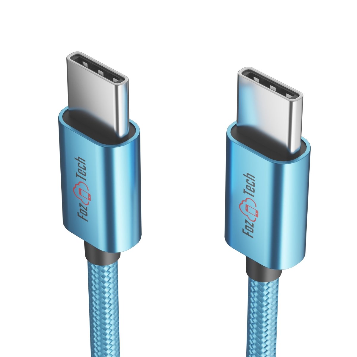 FozTech - CORE Series - USB-C to USB-C Fast Charger USB 2.0 Data Transfer Lead - Blue - USB Cable - FozTech Official Store