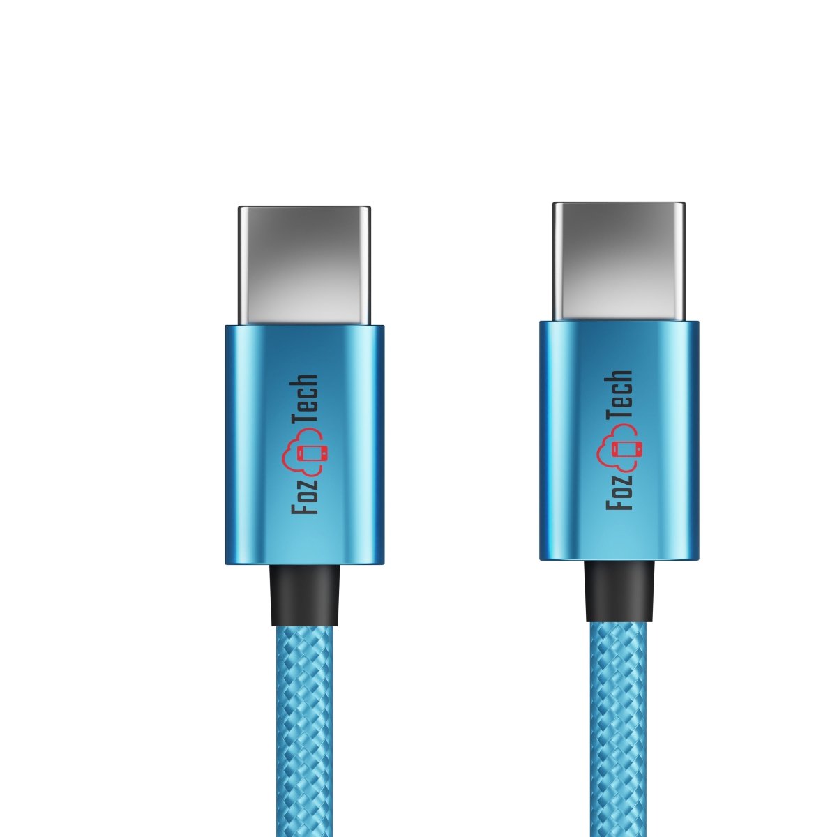 FozTech - CORE Series - USB-C to USB-C Fast Charger USB 2.0 Data Transfer Lead - Blue - USB Cable - FozTech Official Store