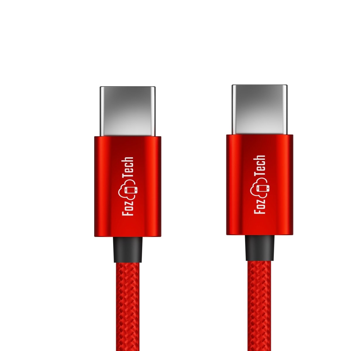 FozTech - CORE Series - USB-C to USB-C Fast Charger USB 2.0 Data Transfer Lead - Red - USB Cable - FozTech Official Store
