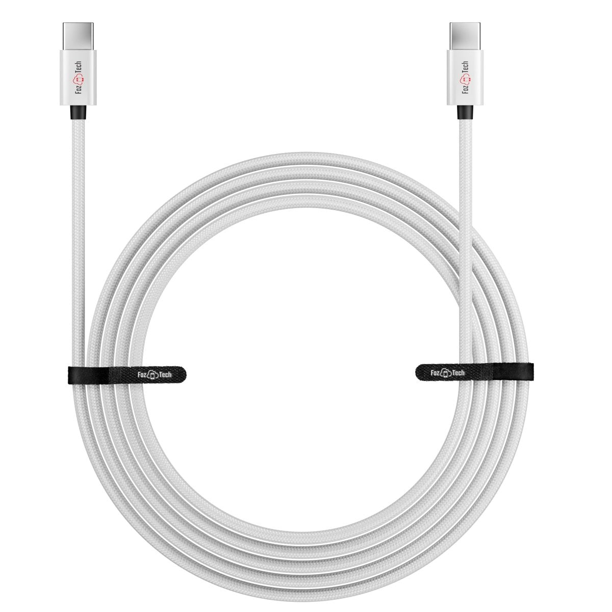 FozTech - CORE Series - USB-C to USB-C Fast Charger USB 2.0 Data Transfer Lead - Silver - USB Cable - FozTech Official Store