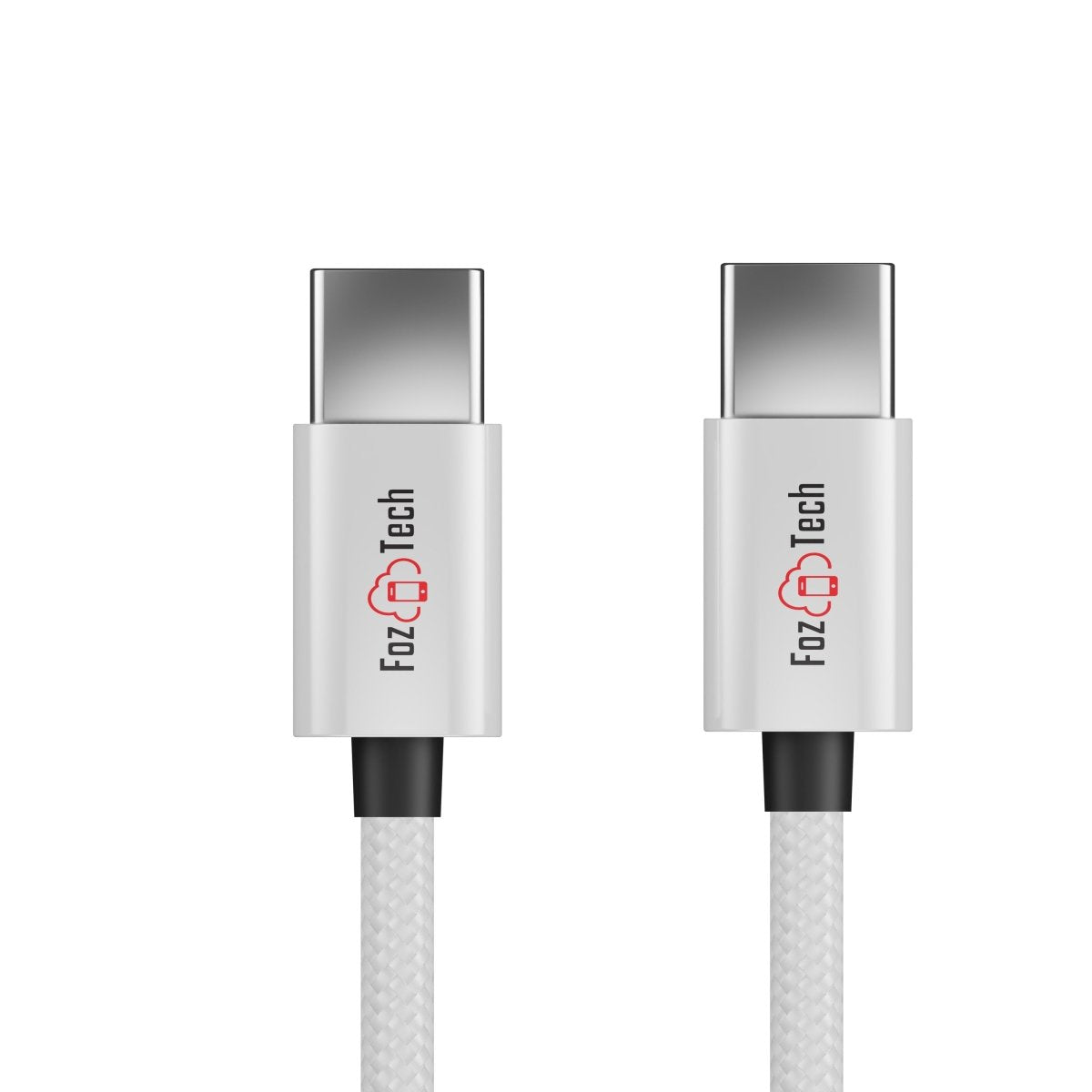 FozTech - CORE Series - USB-C to USB-C Fast Charger USB 2.0 Data Transfer Lead - Silver - USB Cable - FozTech Official Store