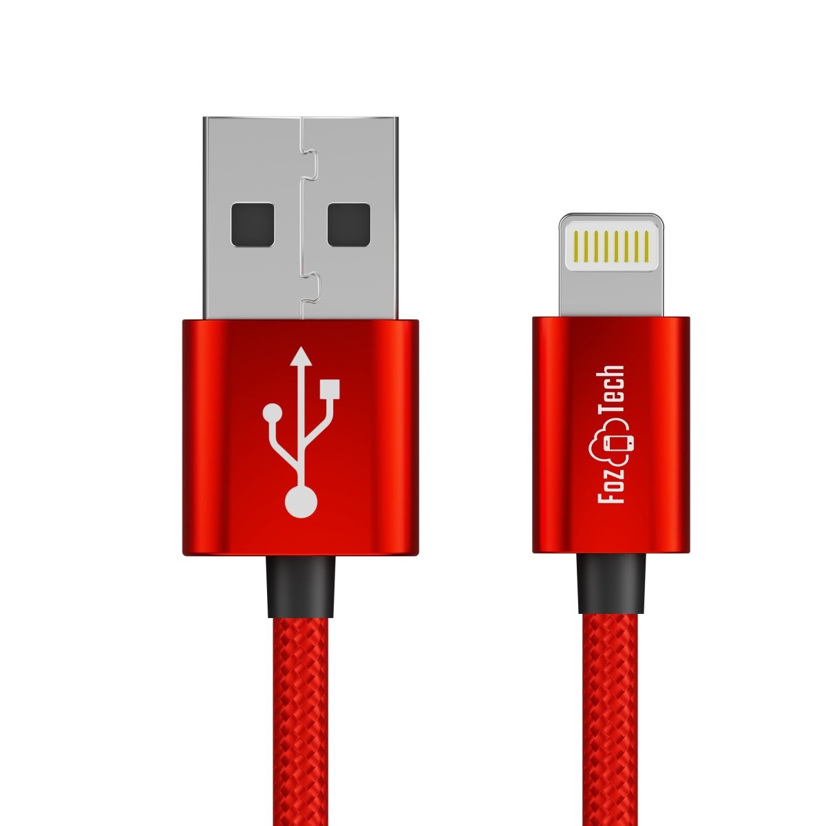 FozTech - CORE Series - USB Charger Cable Data Sync Lead for iPhone, iPad, iPod - Red - USB Cable - FozTech Official Store