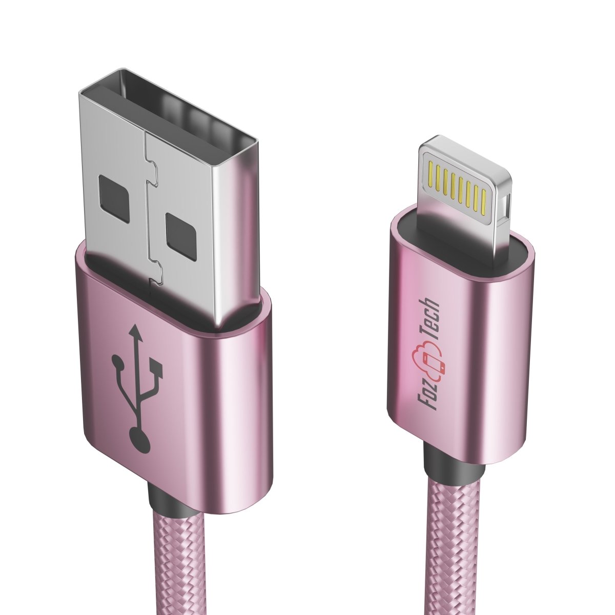 FozTech - CORE Series - USB Charger Cable Data Sync Lead for iPhone, iPad, iPod - Rose Gold - USB Cable - FozTech Official Store