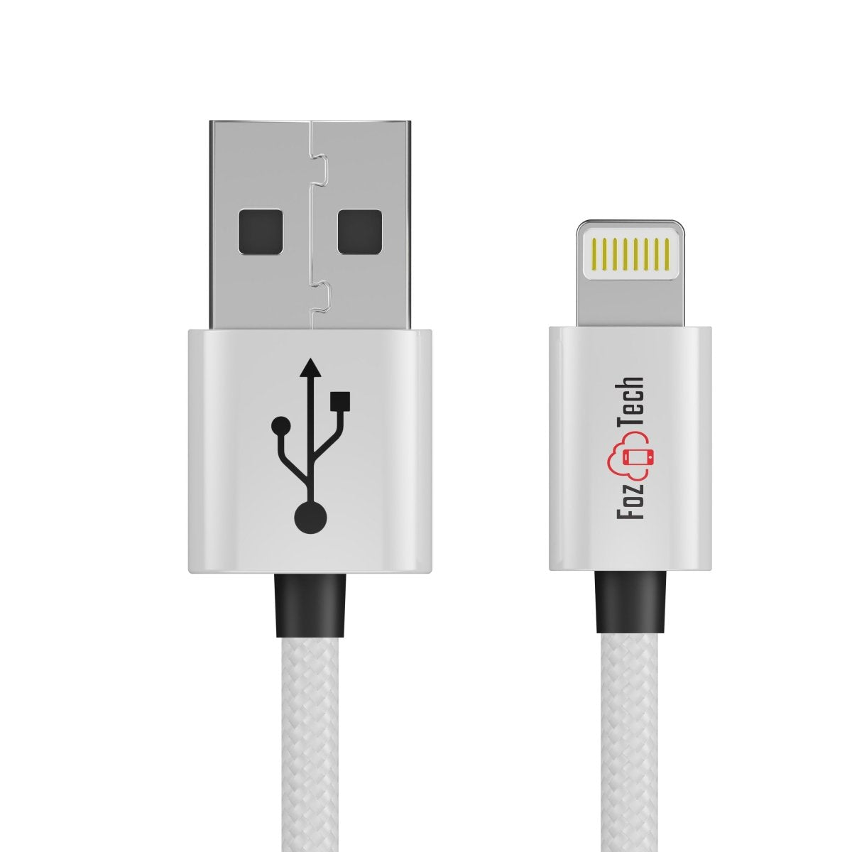 FozTech - CORE Series - USB Charger Cable Data Sync Lead for iPhone, iPad, iPod - Silver - USB Cable - FozTech Official Store