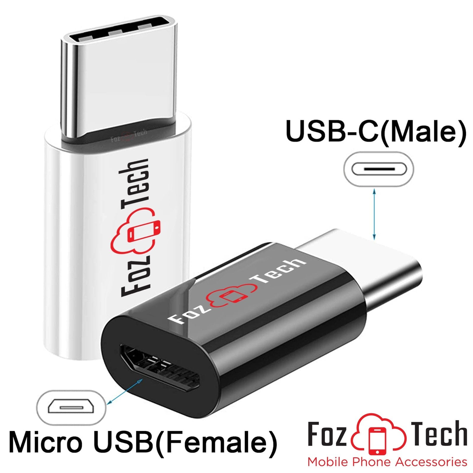 FozTech - Micro USB (Female) to USB-C (Male) Adapter Converter - USB Adapters - FozTech Official Store