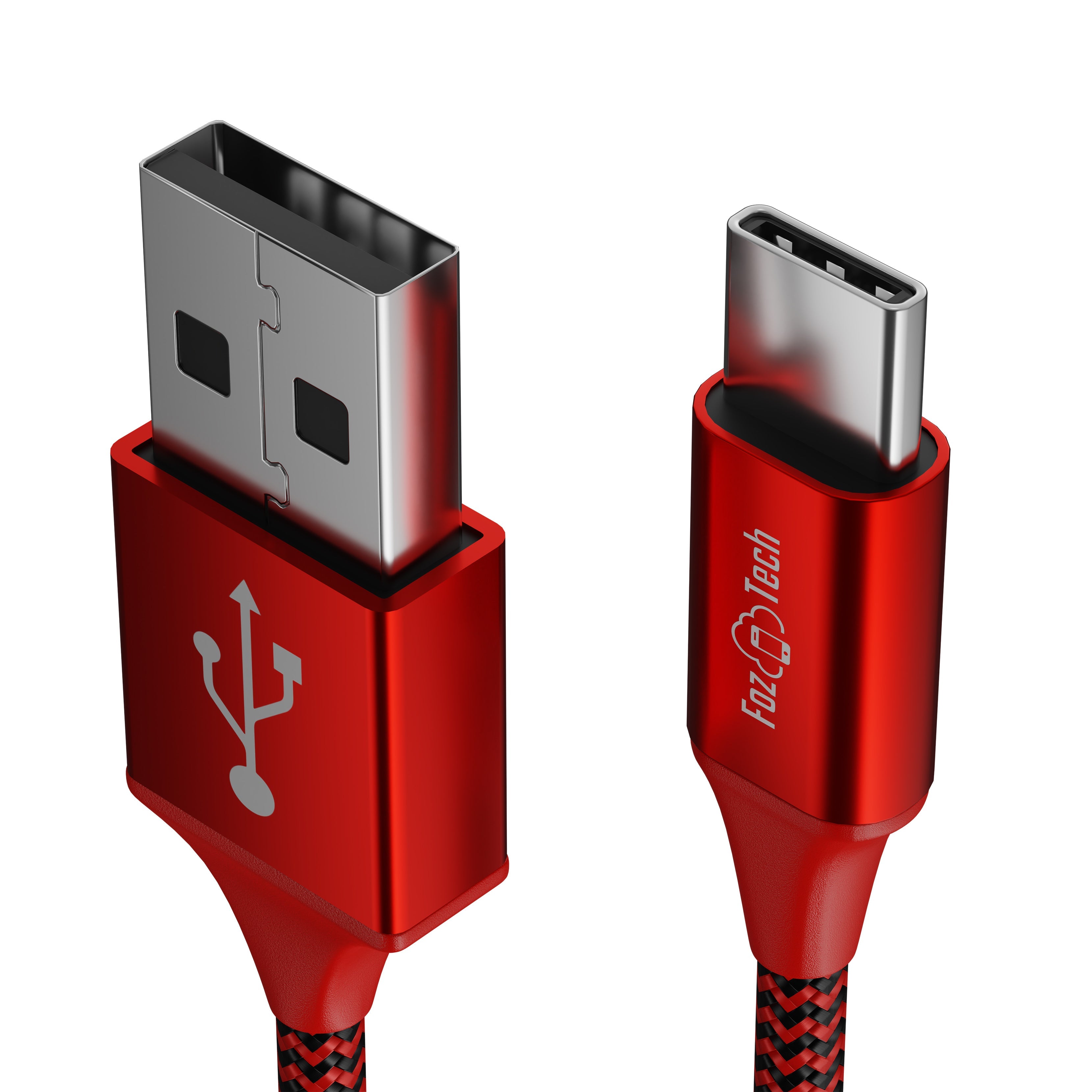 FozTech - PRO Series - USB 2.0 Male to USB-C Charger Data Cable - Red - USB Cable - FozTech