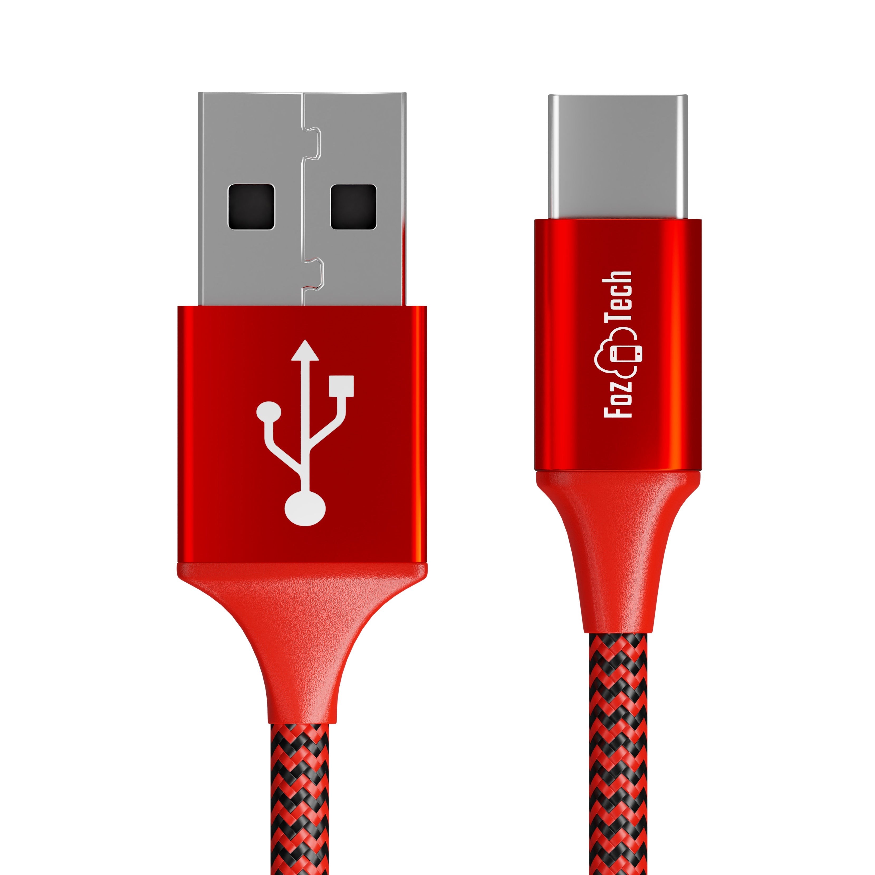 FozTech - PRO Series - USB 2.0 Male to USB-C Charger Data Cable - Red - USB Cable - FozTech