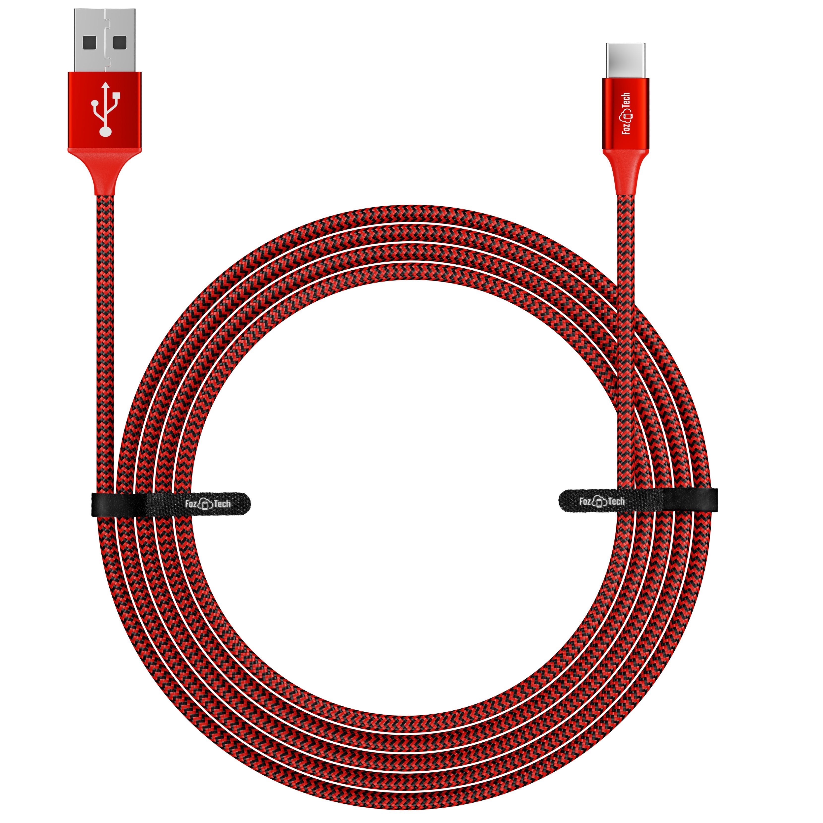 FozTech - PRO Series - USB 2.0 Male to USB-C Charger Data Cable - Red - USB Cable - FozTech