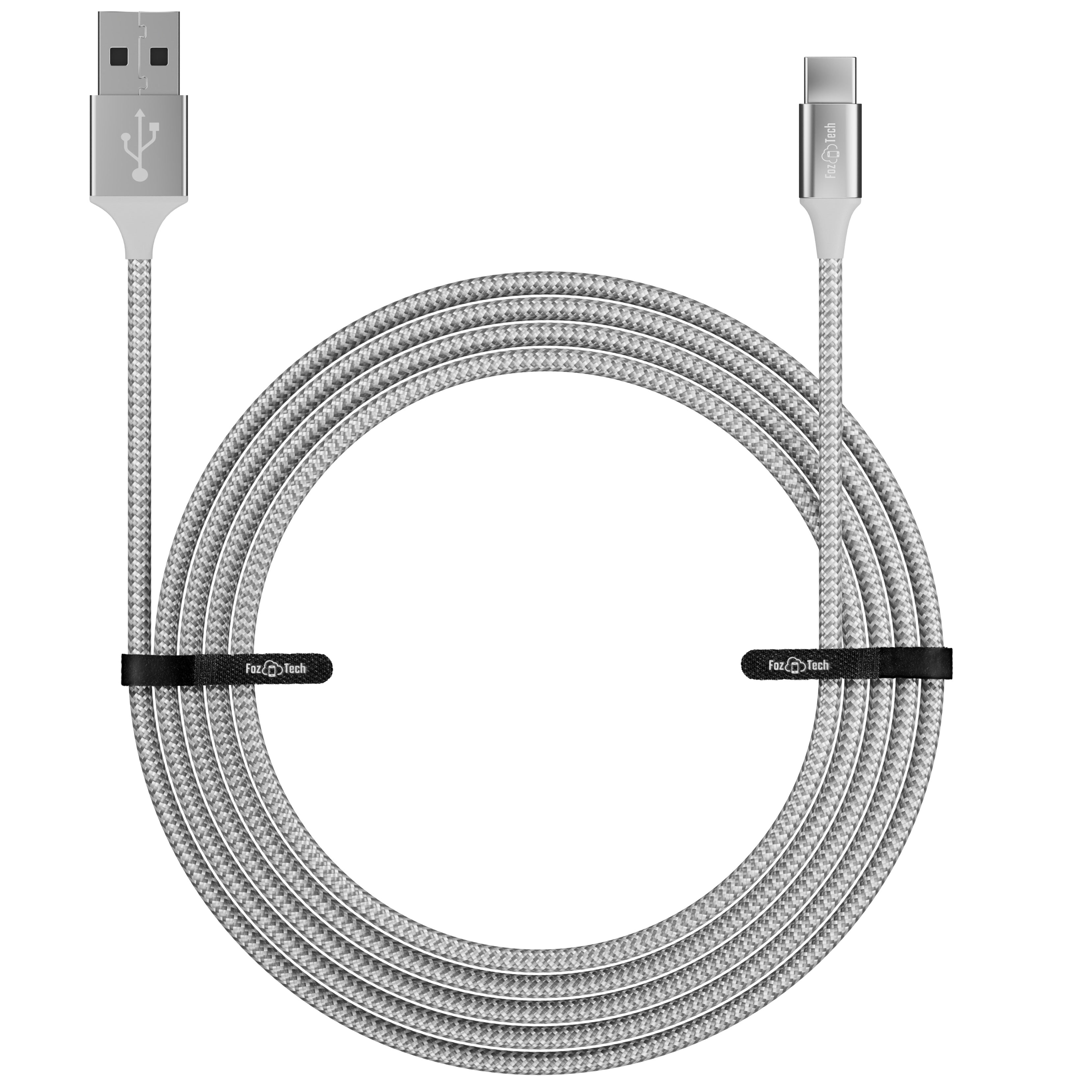 FozTech - PRO Series - USB 2.0 Male to USB-C Charger Data Cable - Silver - USB Cable - FozTech
