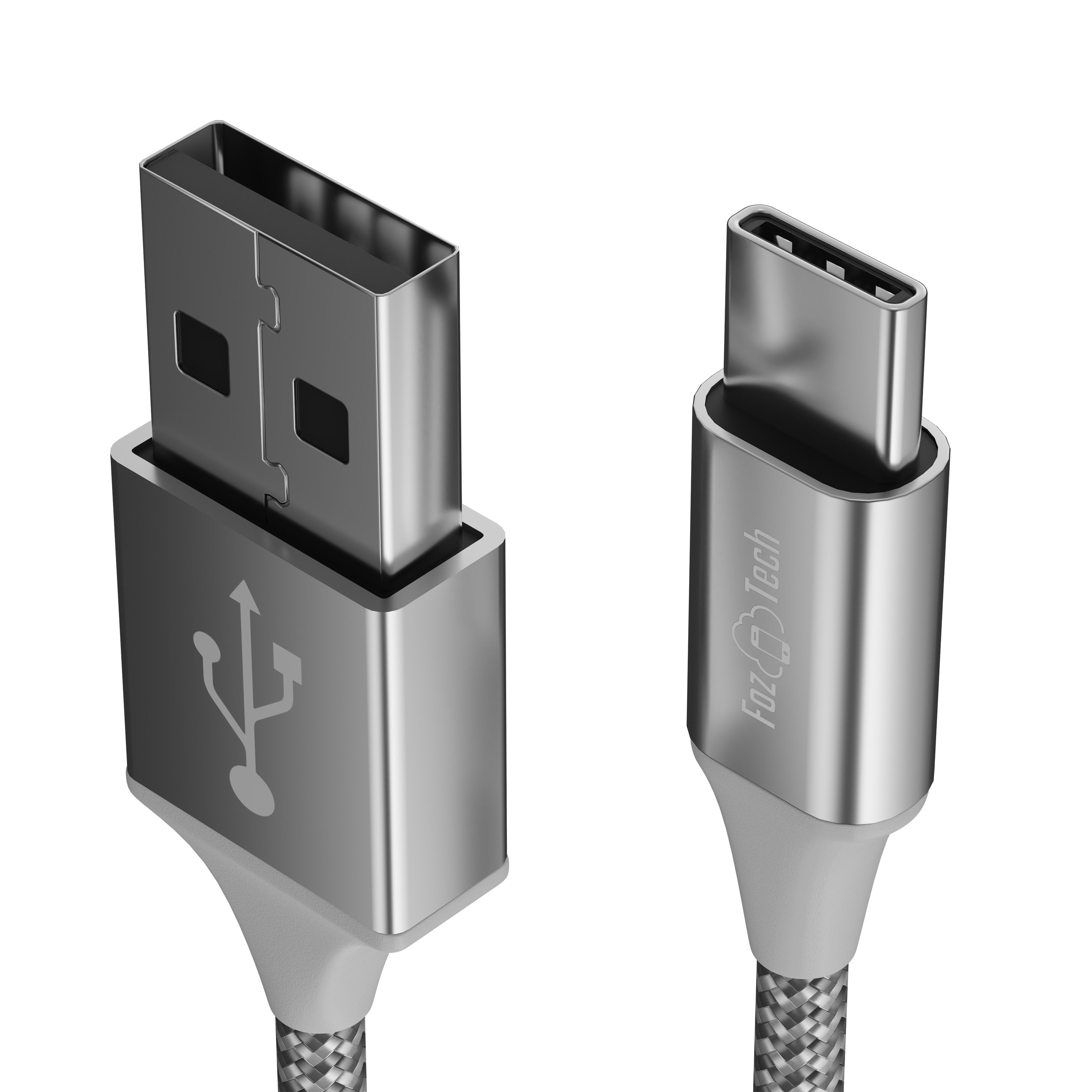 FozTech - PRO Series - USB 2.0 Male to USB-C Charger Data Cable - Silver - USB Cable - FozTech