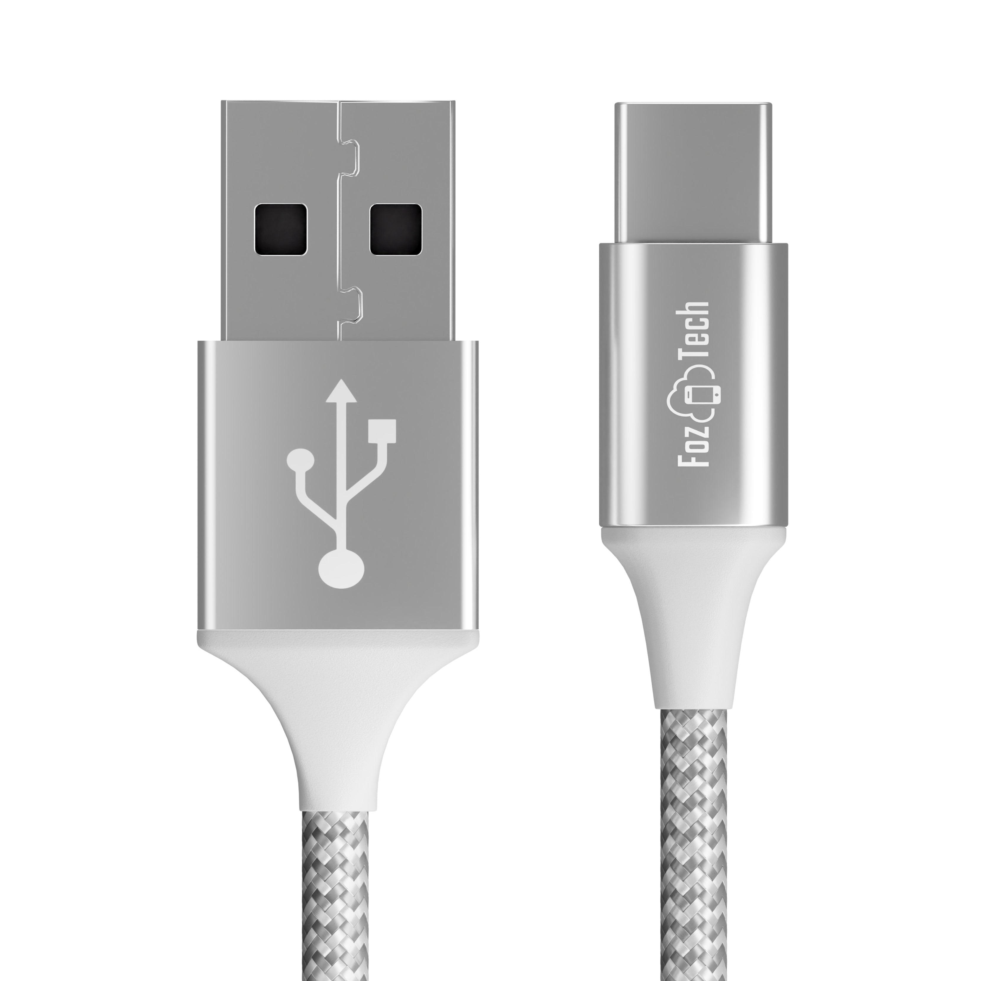 FozTech - PRO Series - USB 2.0 Male to USB-C Charger Data Cable - Silver - USB Cable - FozTech