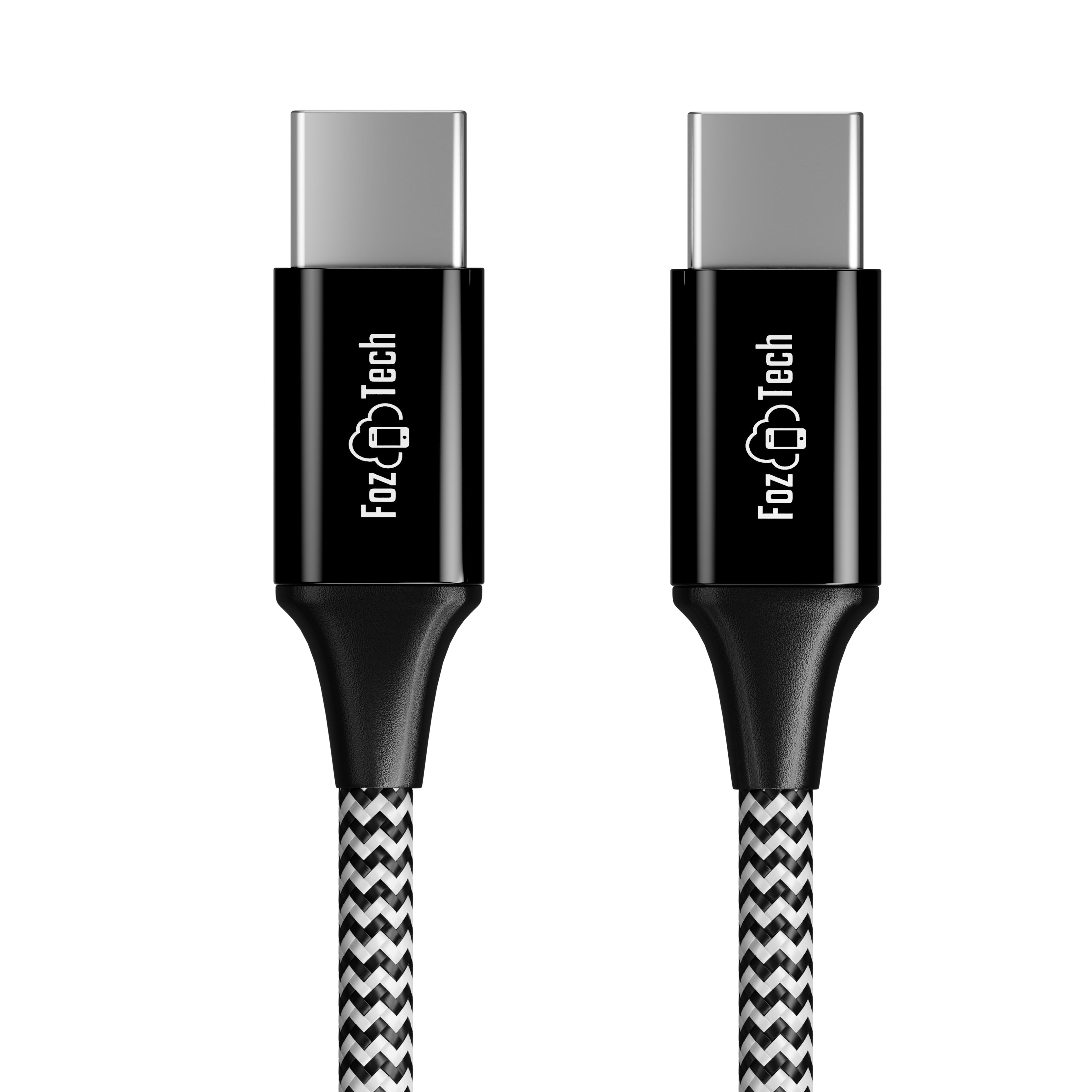 FozTech - PRO Series - USB-C to USB-C Fast Charger USB 2.0 Data Transfer Lead - Black - USB Cable - FozTech