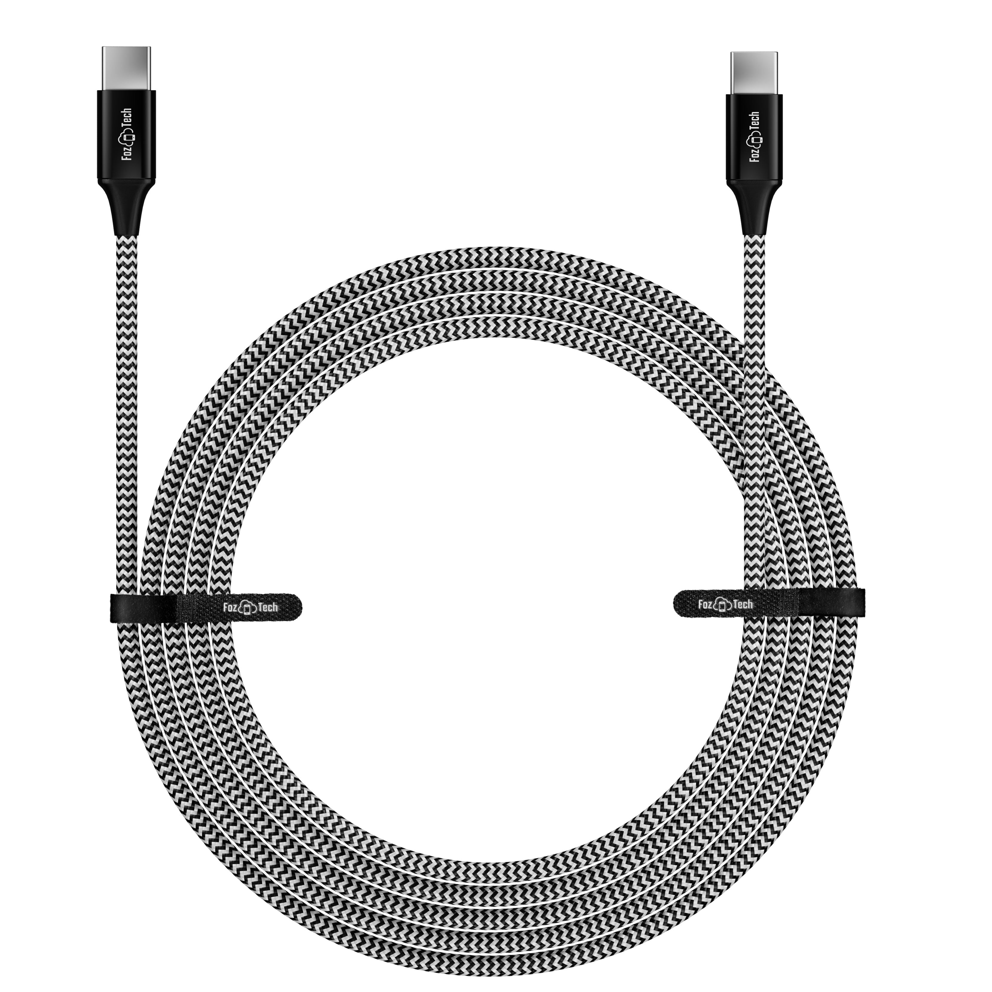 FozTech - PRO Series - USB-C to USB-C Fast Charger USB 2.0 Data Transfer Lead - Black - USB Cable - FozTech