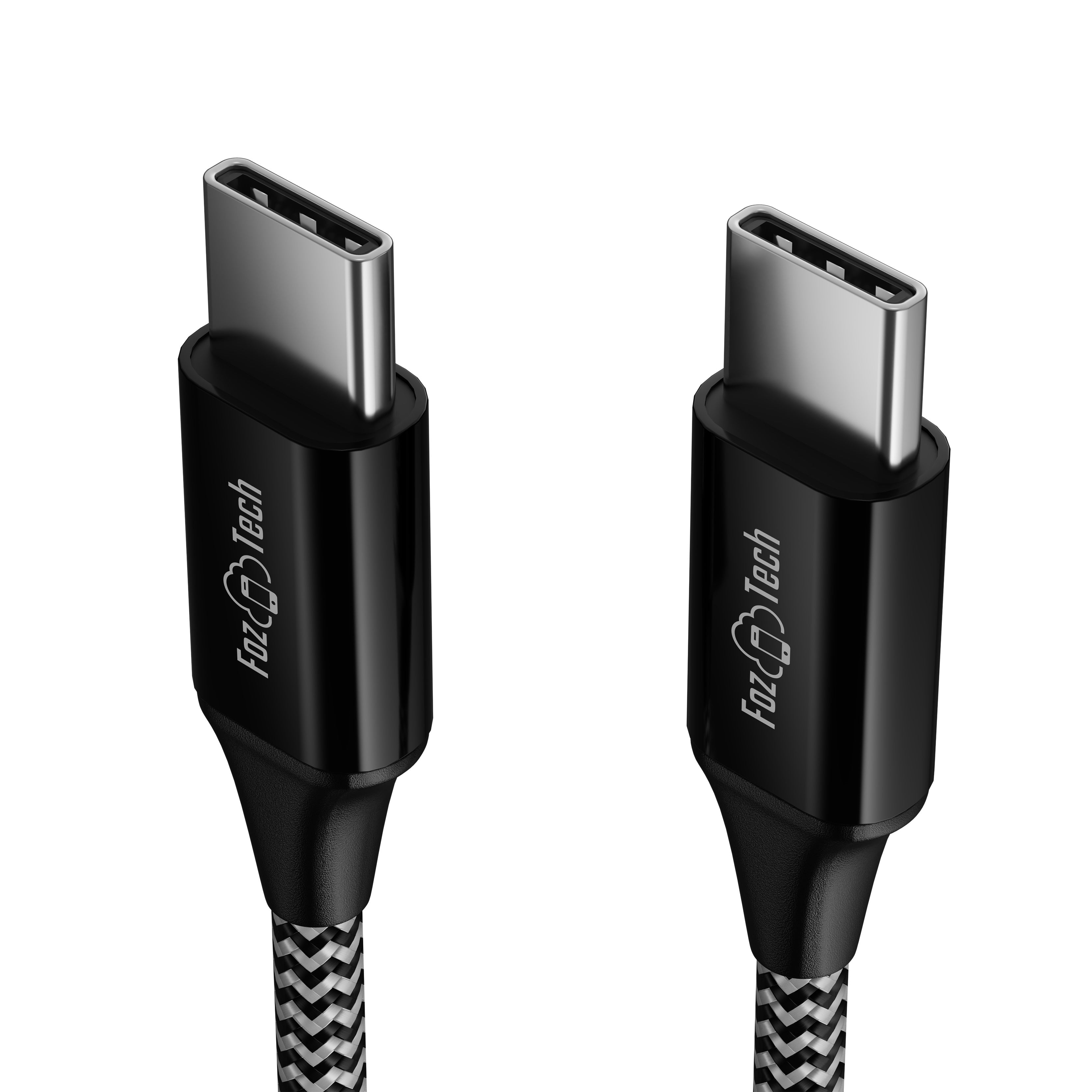 FozTech - PRO Series - USB-C to USB-C Fast Charger USB 2.0 Data Transfer Lead - Black - USB Cable - FozTech