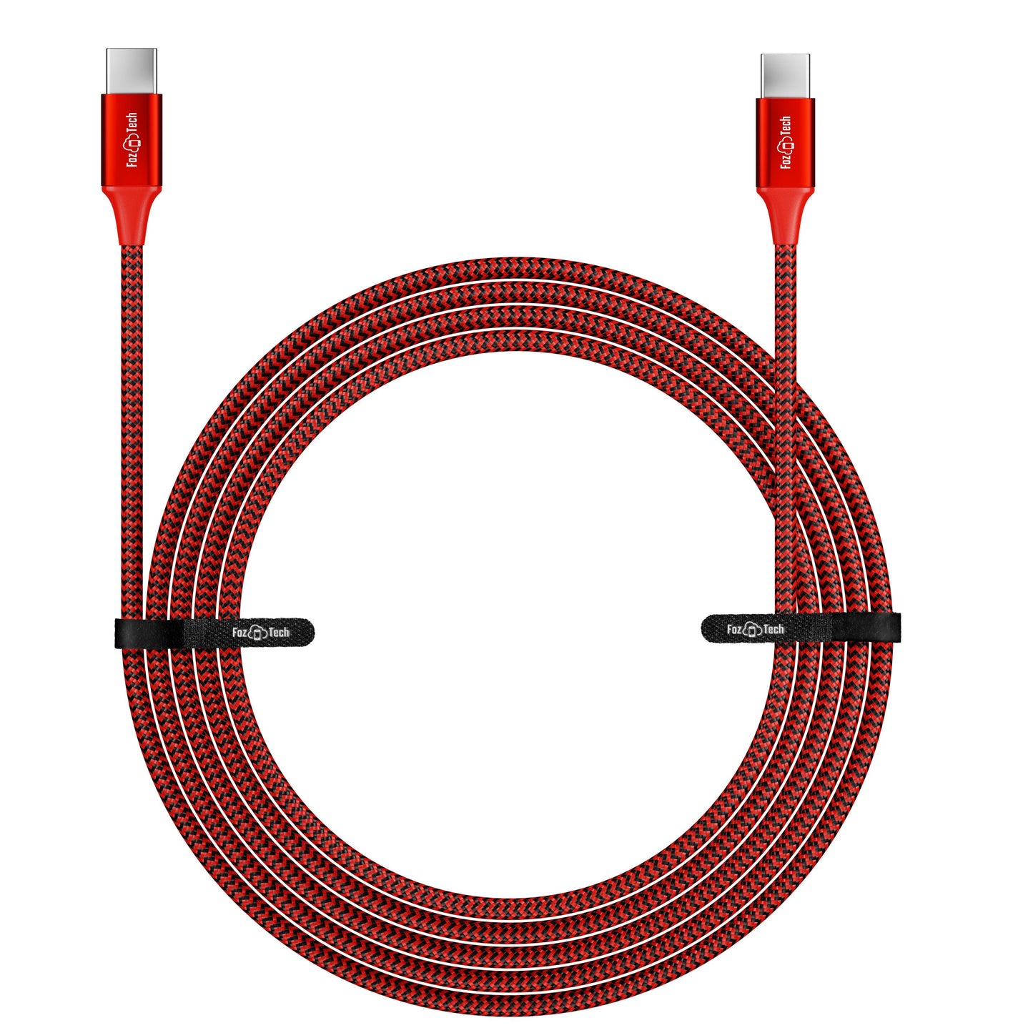 FozTech - PRO Series - USB-C to USB-C Fast Charger USB 2.0 Data Transfer Lead - Red - USB Cable - FozTech
