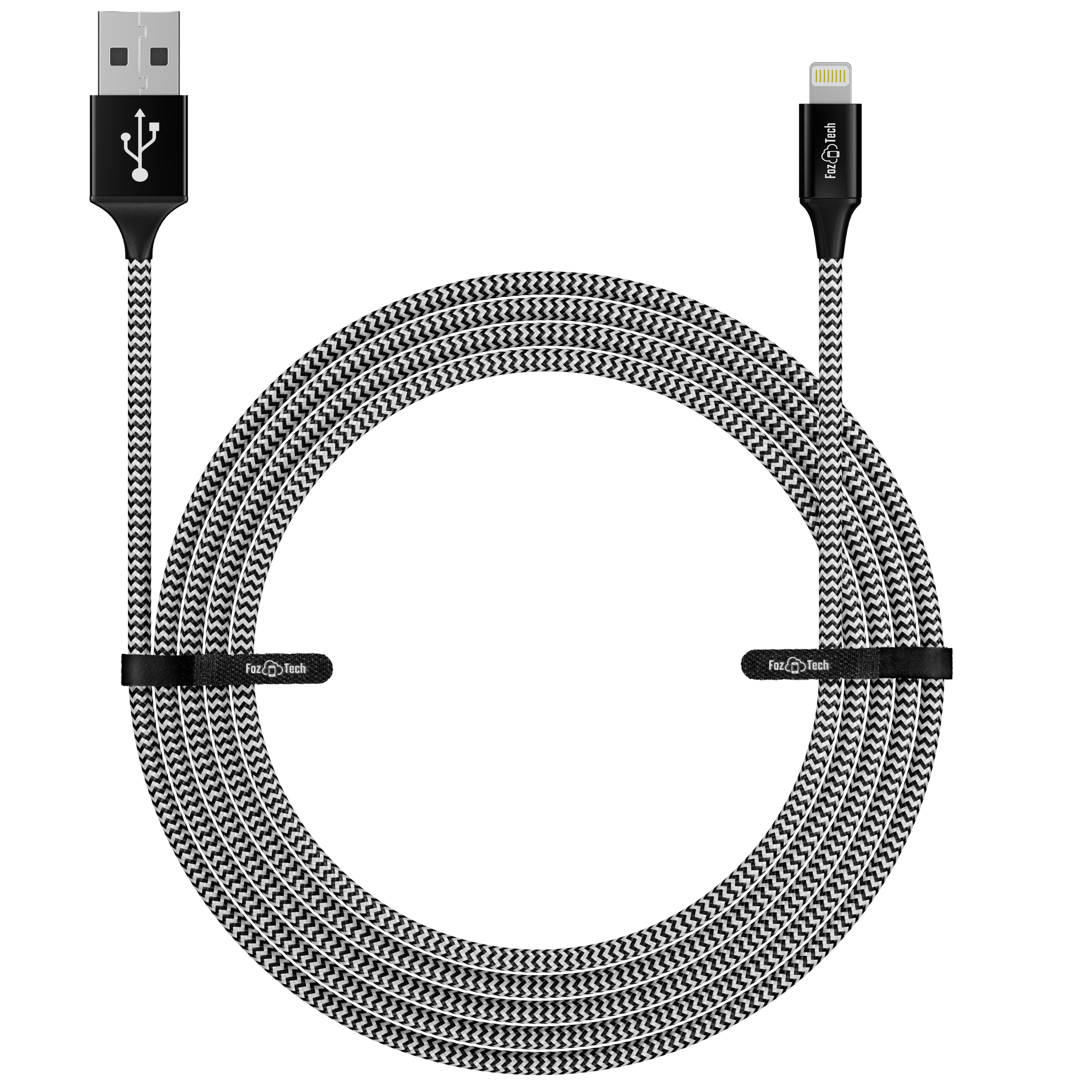 FozTech - PRO Series - USB Charger Cable Data Sync Lead for iPhone, iPad, iPod - Black - USB Cable - FozTech