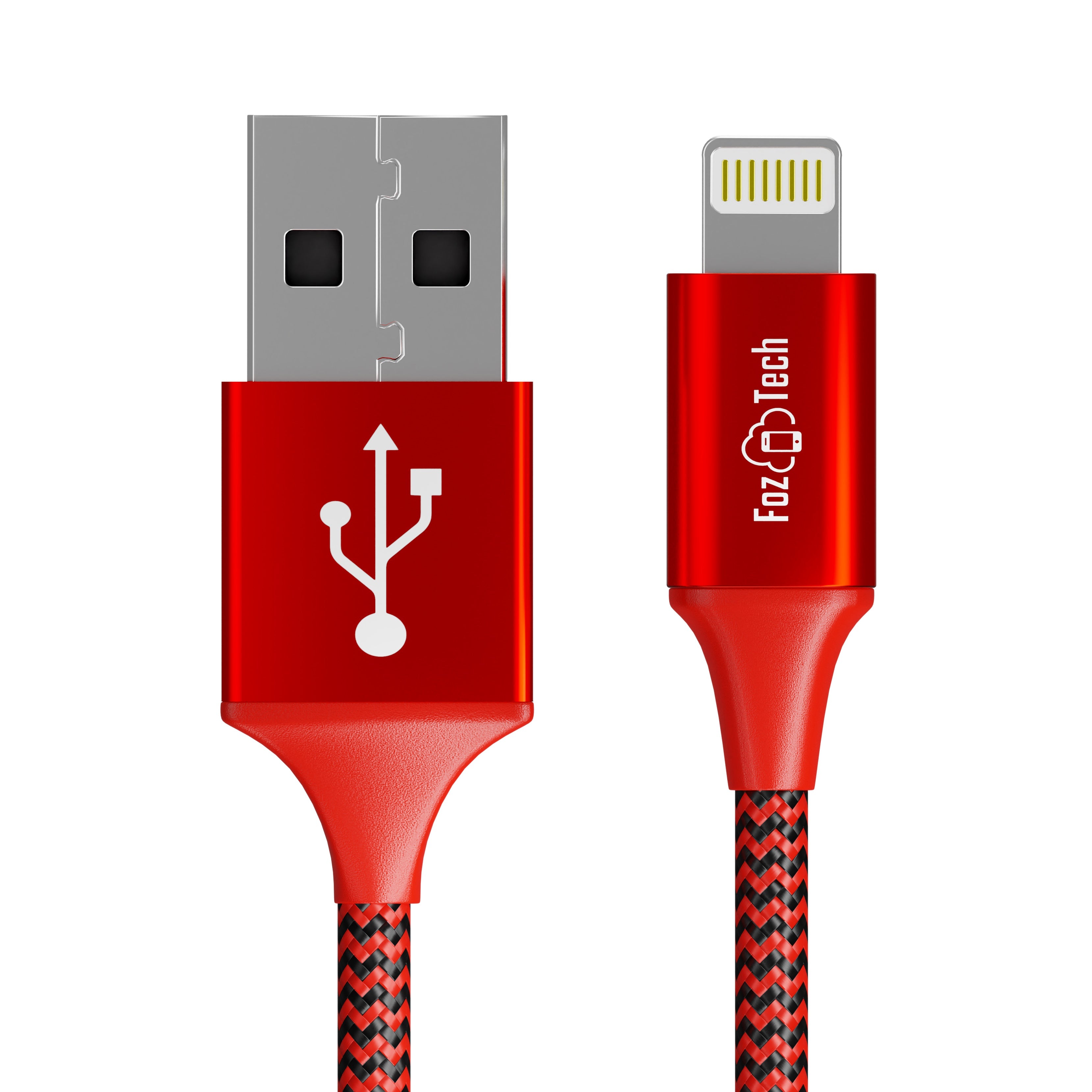 FozTech - PRO Series - USB Charger Cable Data Sync Lead for iPhone, iPad, iPod - Red - USB Cable - FozTech