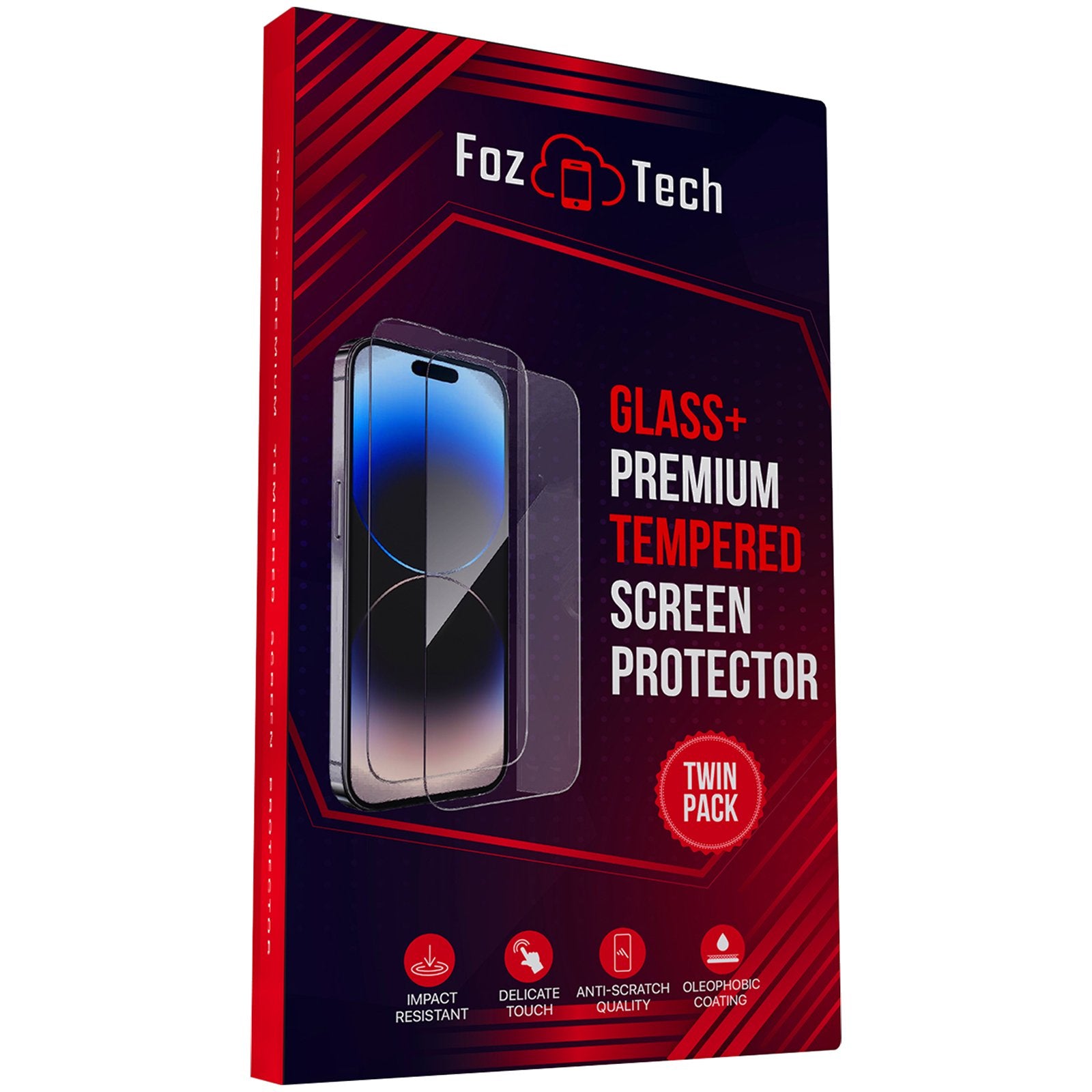 FozTech - Tempered Glass Screen Protector For iPhone - Twin Pack - iPhone Screen Protector - FozTech Official Store