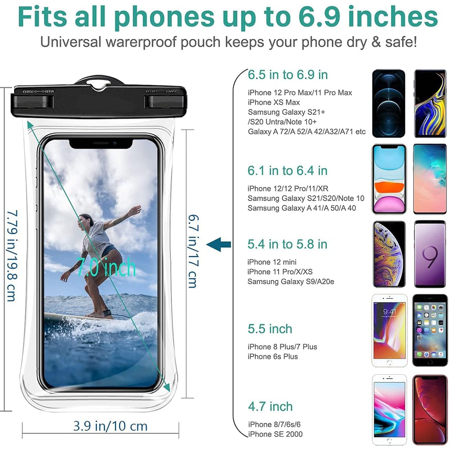 FozTech - Universal Waterproof Phone Pouch for Swimming, Dry Bag Lanyard Mobile Phone Case - Purple - WaterproofPouch - FozTech Official Store
