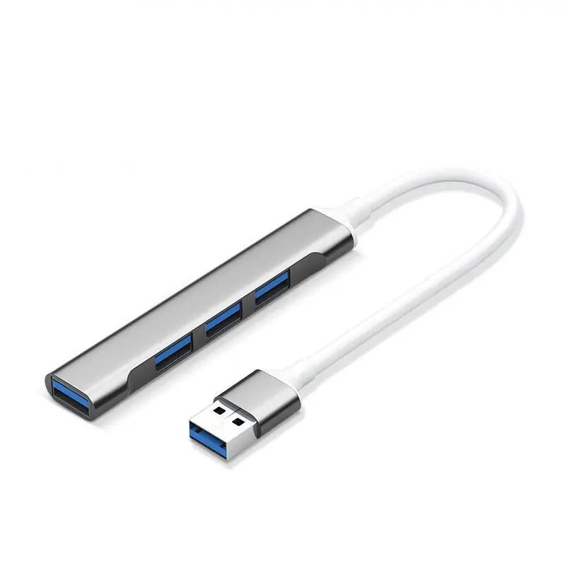 FozTech - USB A Hub 4-in-1 Mini Portable USB Type A to USB Adapter Hubs Multiport Adapter - Silver - USB Power Adapter - FozTech Official Store