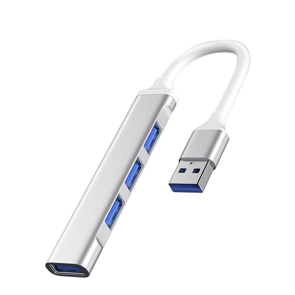 FozTech - USB A Hub 4-in-1 Mini Portable USB Type A to USB Adapter Hubs Multiport Adapter - Silver - USB Power Adapter - FozTech Official Store