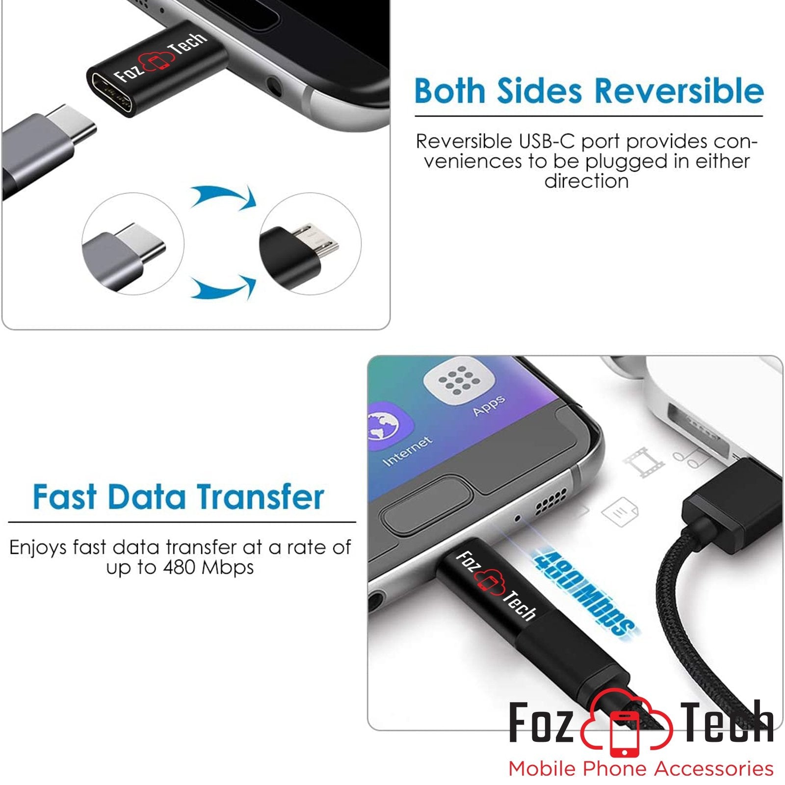USB-C (Female) to Micro USB (Male) Adapter Converter