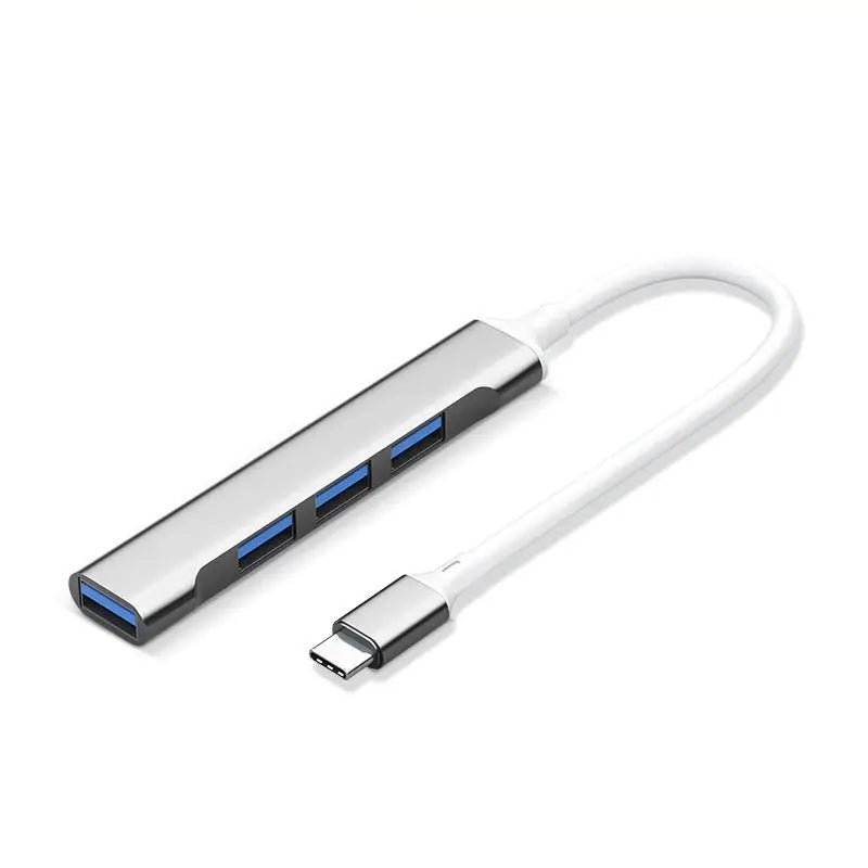 FozTech - USB C Hub 4-in-1 Mini Portable USB Type C to USB Adapter Hubs Multiport Adapter - Silver - USB Power Adapter - FozTech Official Store